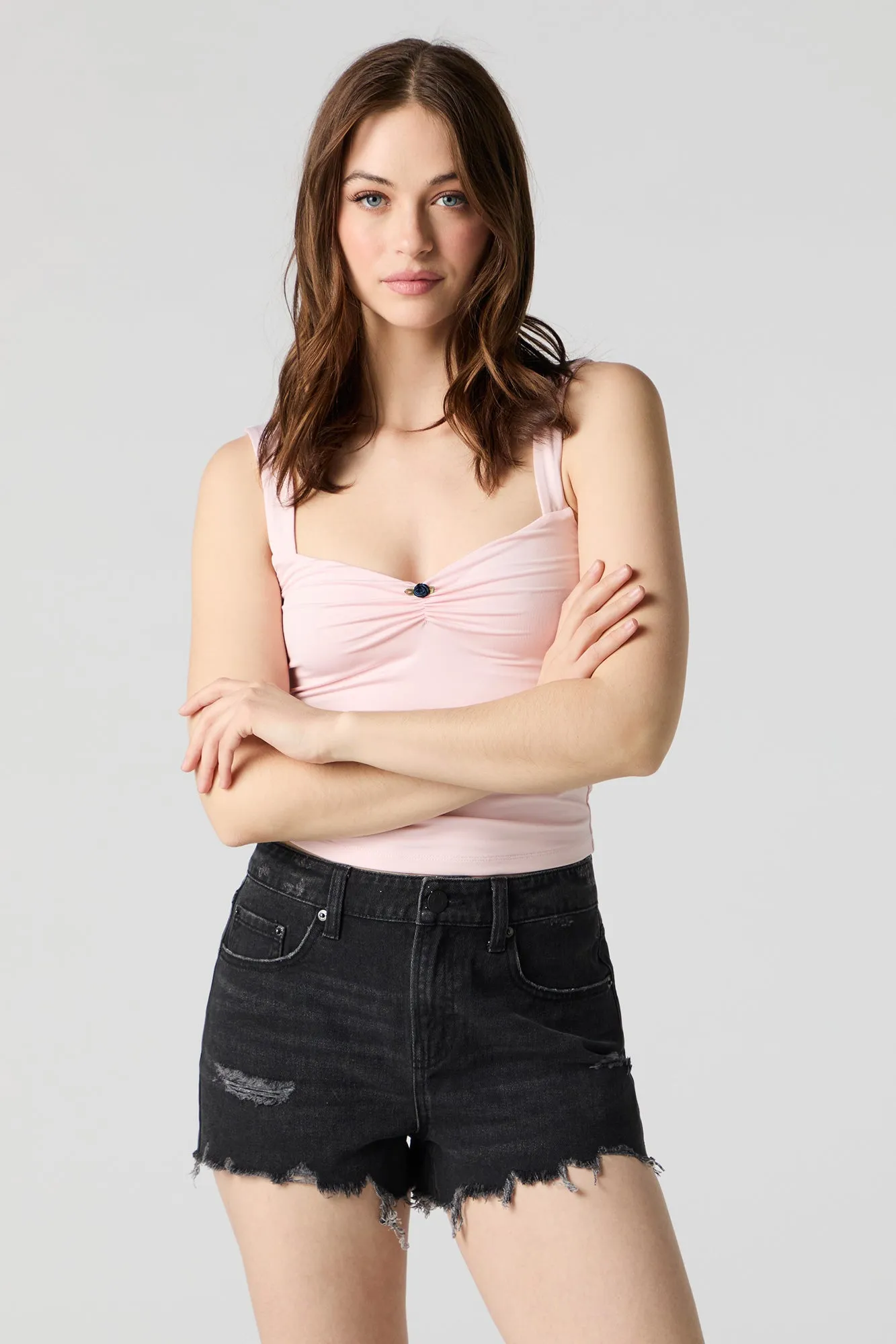 Black Wash Distressed Vintage Denim Short