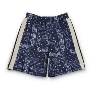Blue Viscose Bandana Shorts