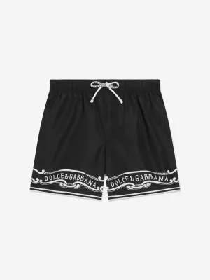 Boys Bandana Print Swim Shorts in Black