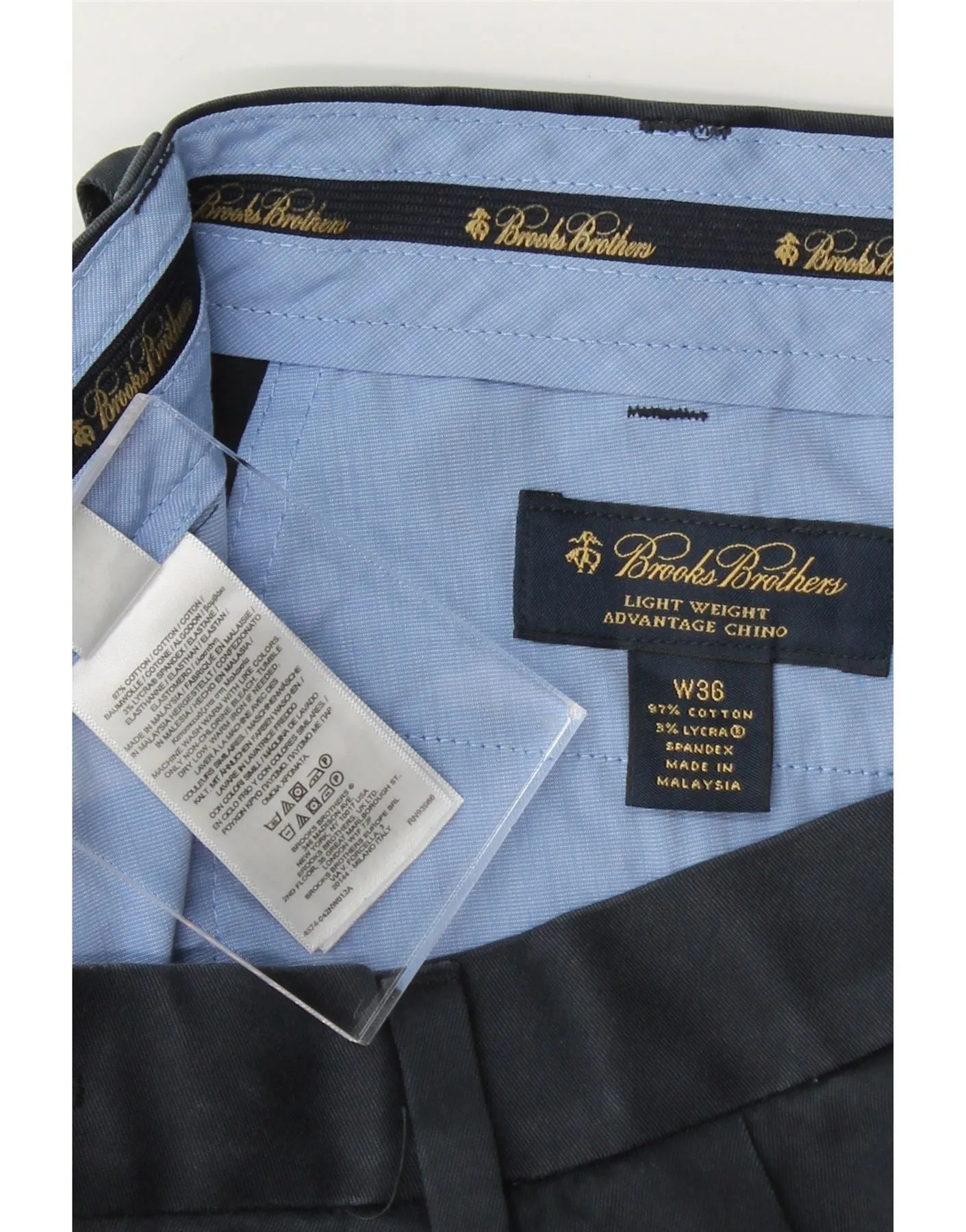 BROOKS BROTHERS Mens Pegged Chino Shorts W36 Large  Navy Blue Cotton