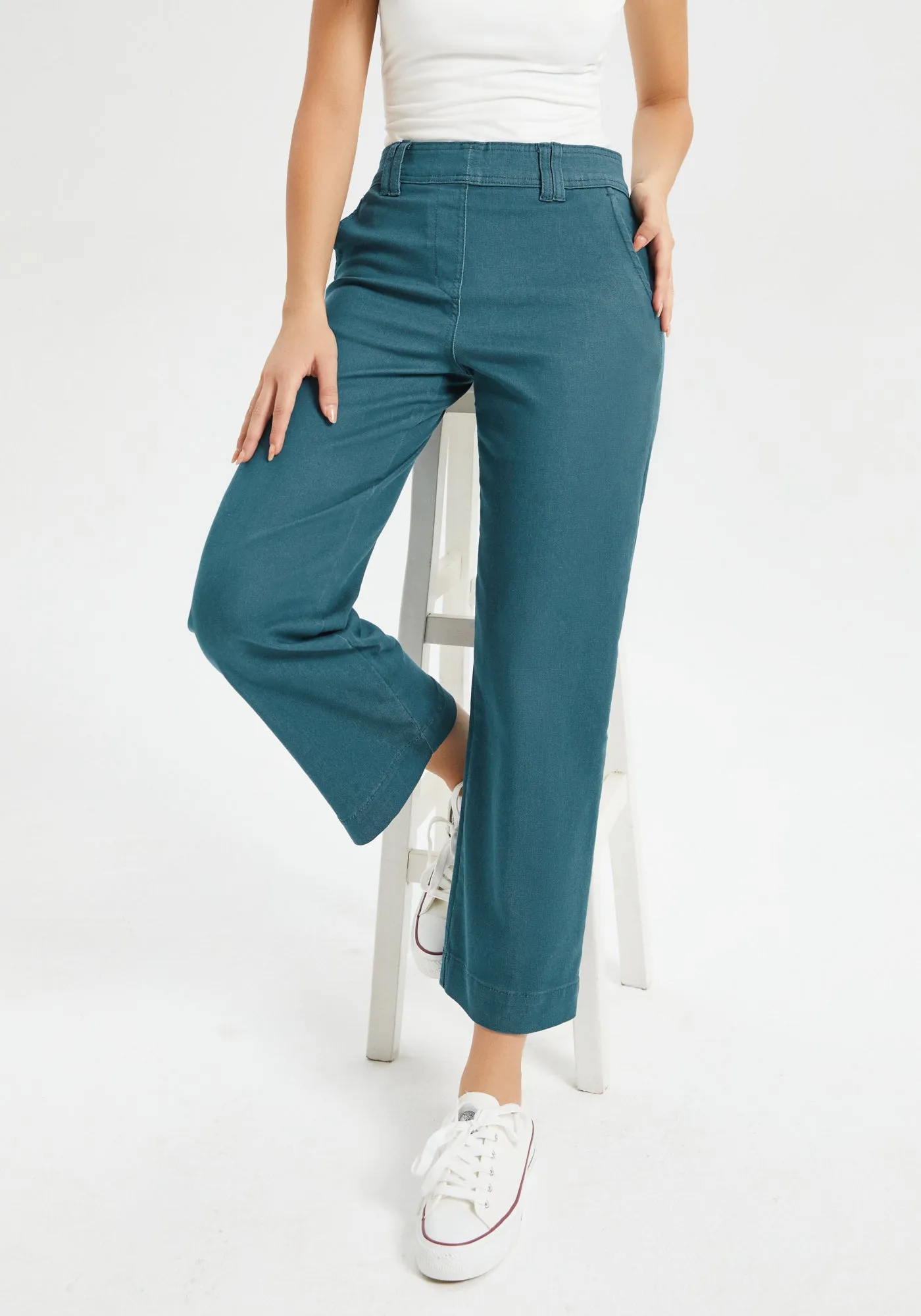 Burton Twill Crop Chino | Wide (Dark Ocean)