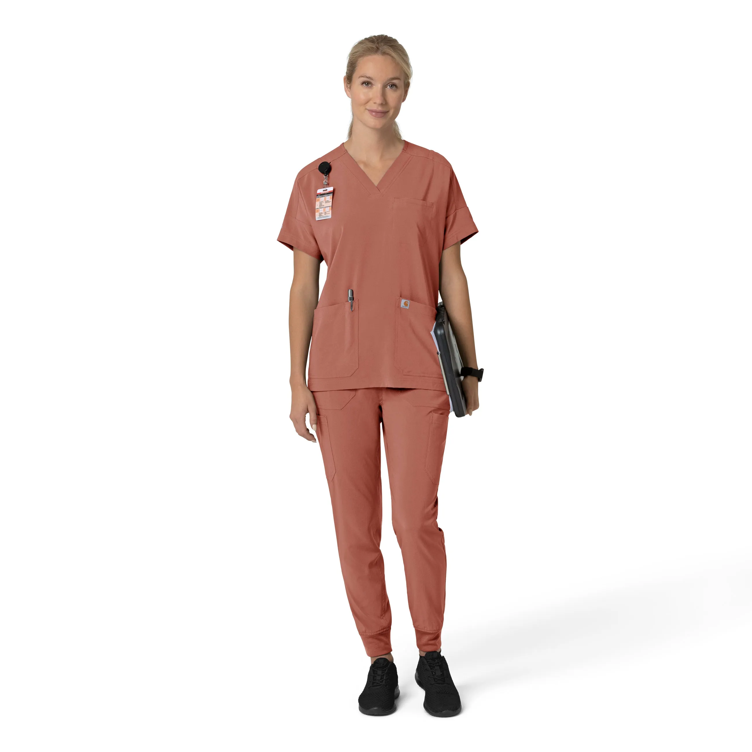 Carhartt Force Cross-Flex Women's Cargo Jogger Scrub Pant - Wildrose