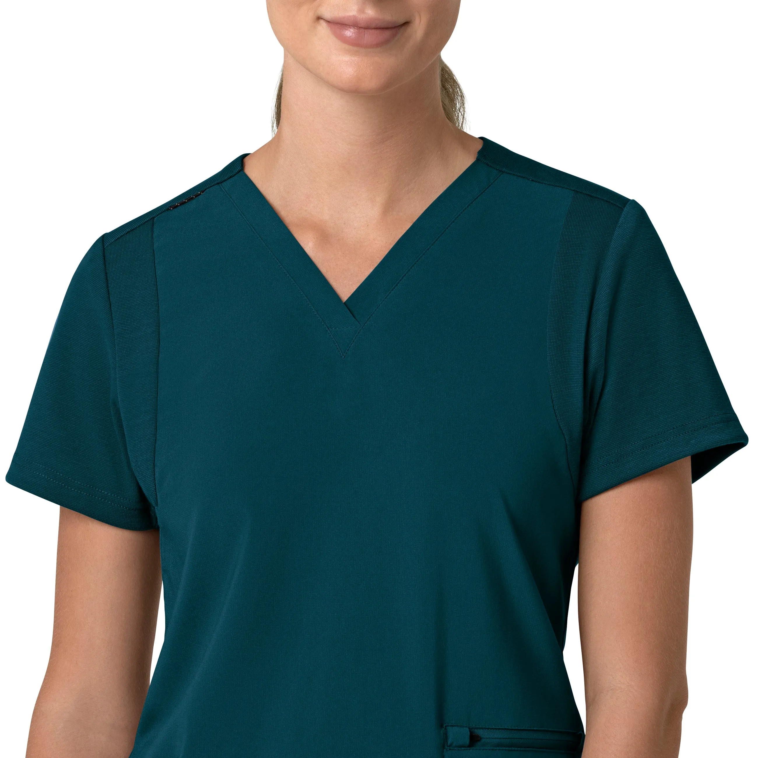 Carhartt Force Cross-Flex Women's Flex Panel V-Neck Scrub Top - Caribbean