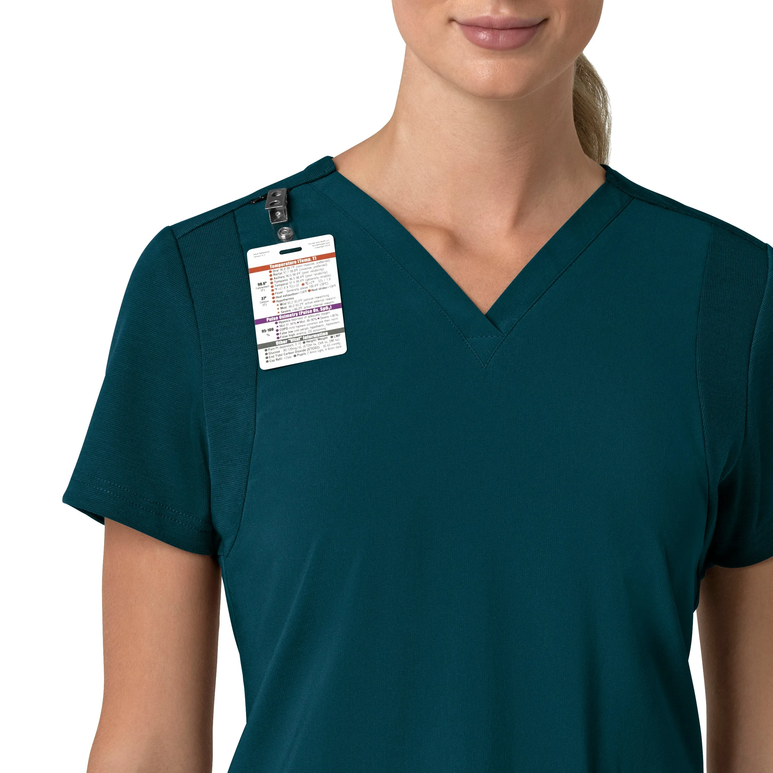 Carhartt Force Cross-Flex Women's Flex Panel V-Neck Scrub Top - Caribbean