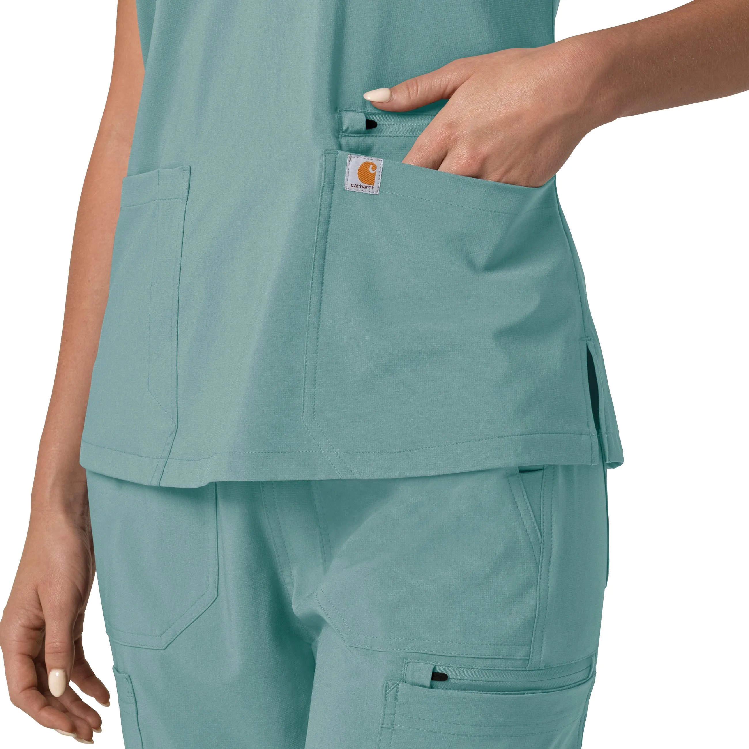 Carhartt Force Cross-Flex Women's Flex Panel V-Neck Scrub Top - Summer Blue