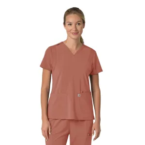 Carhartt Force Cross-Flex Women's Flex Panel V-Neck Scrub Top - Wildrose