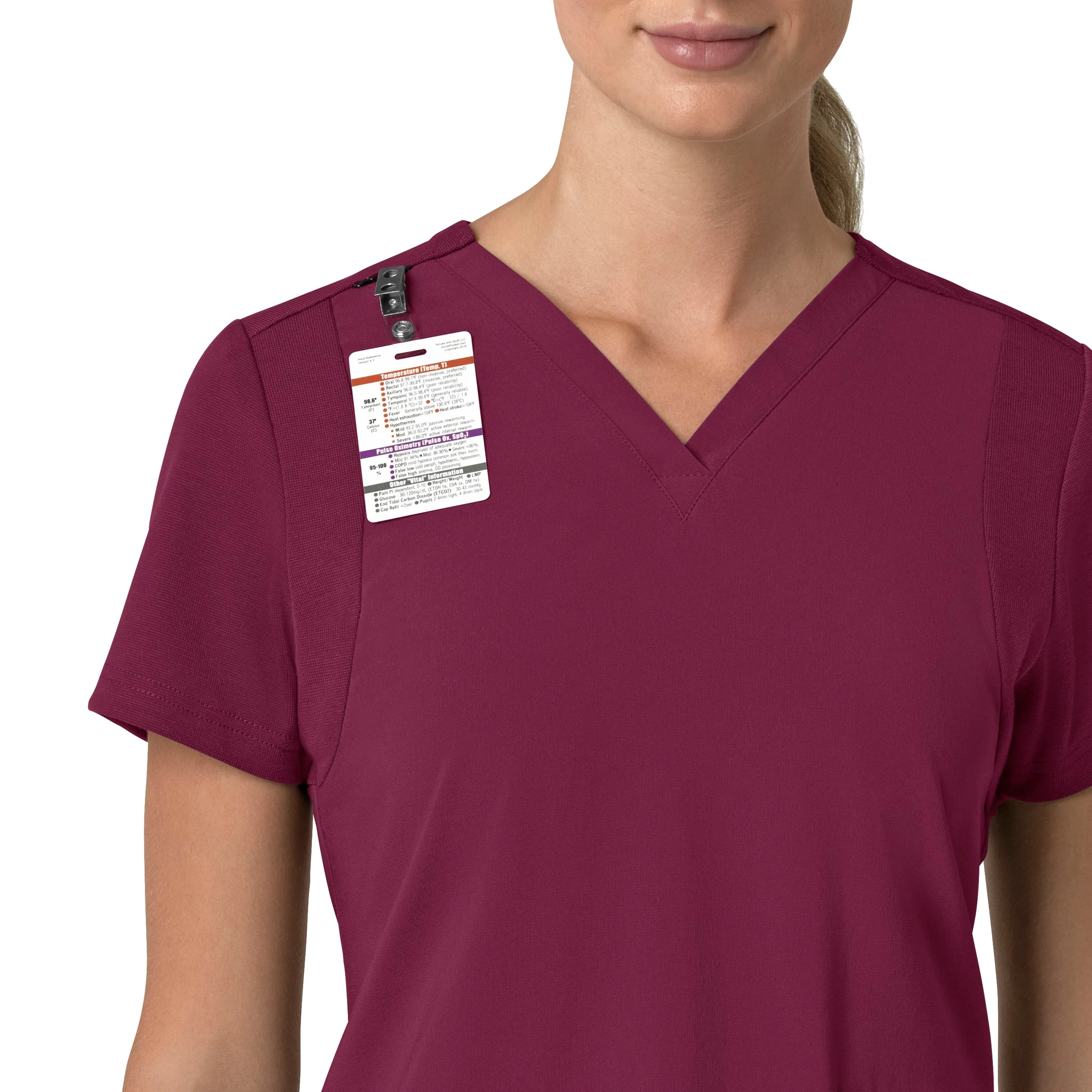 Carhartt Force Cross-Flex Women's Flex Panel V-Neck Scrub Top - Wine