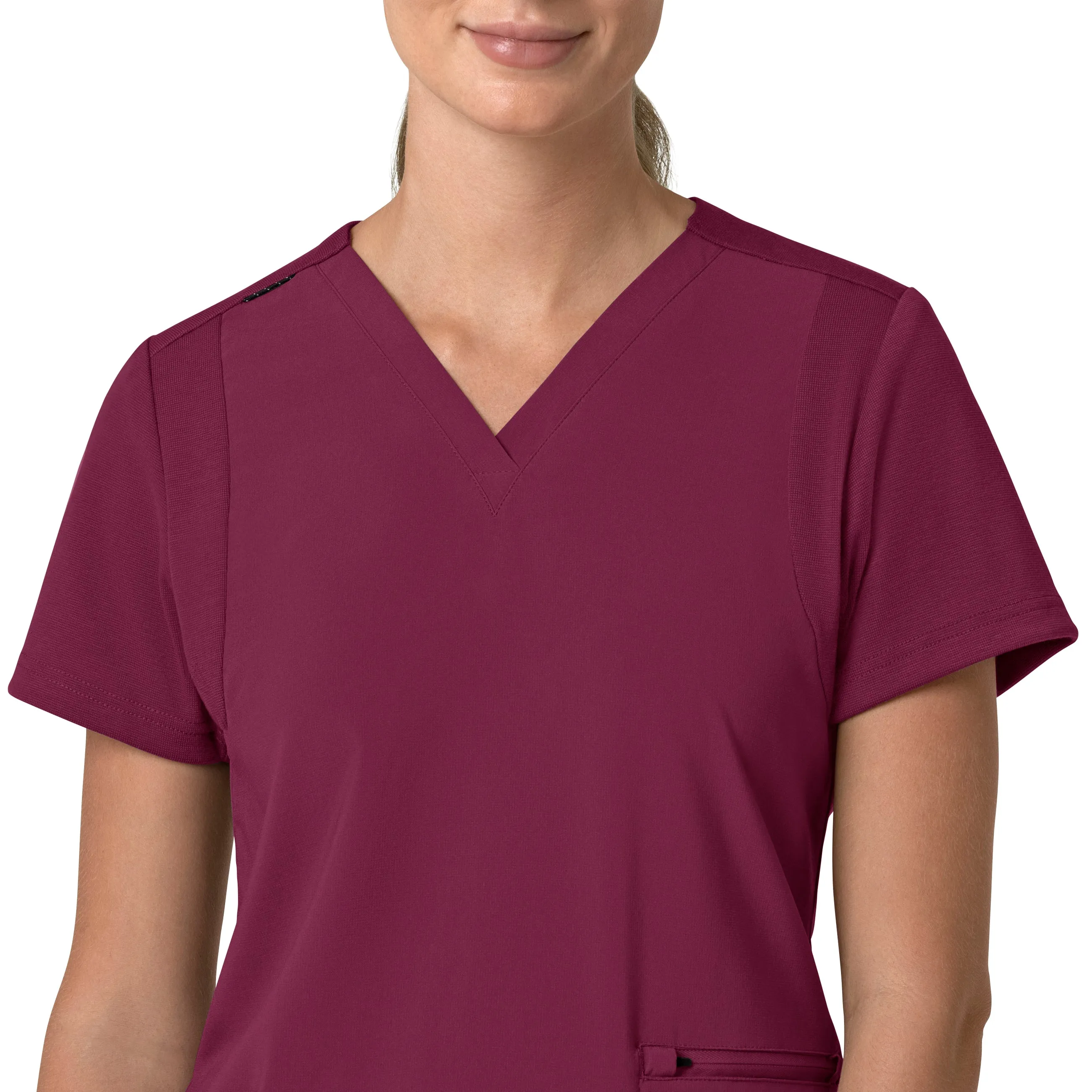 Carhartt Force Cross-Flex Women's Flex Panel V-Neck Scrub Top - Wine