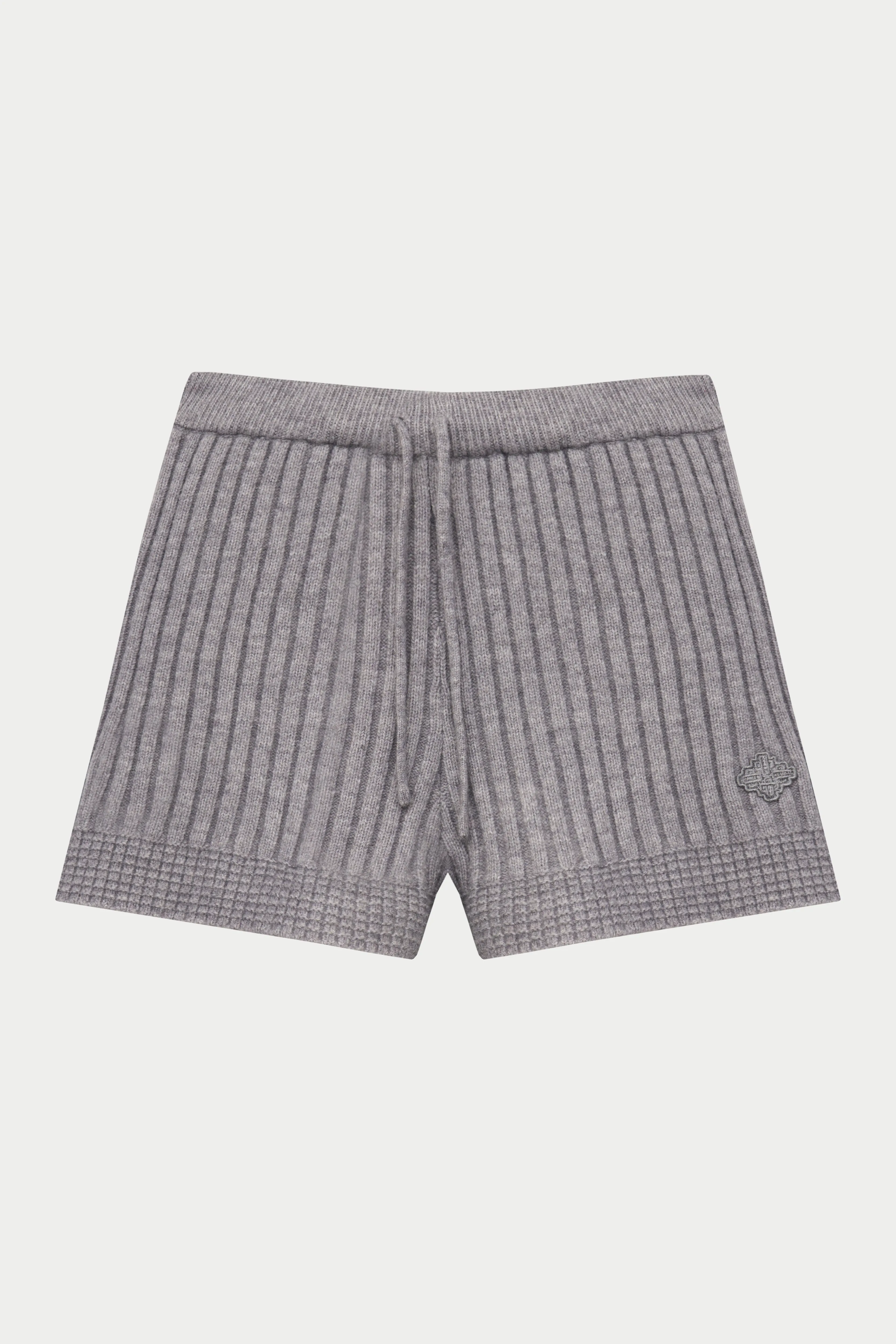 CONTRAST KNIT MINI SHORTS - GREY MARL