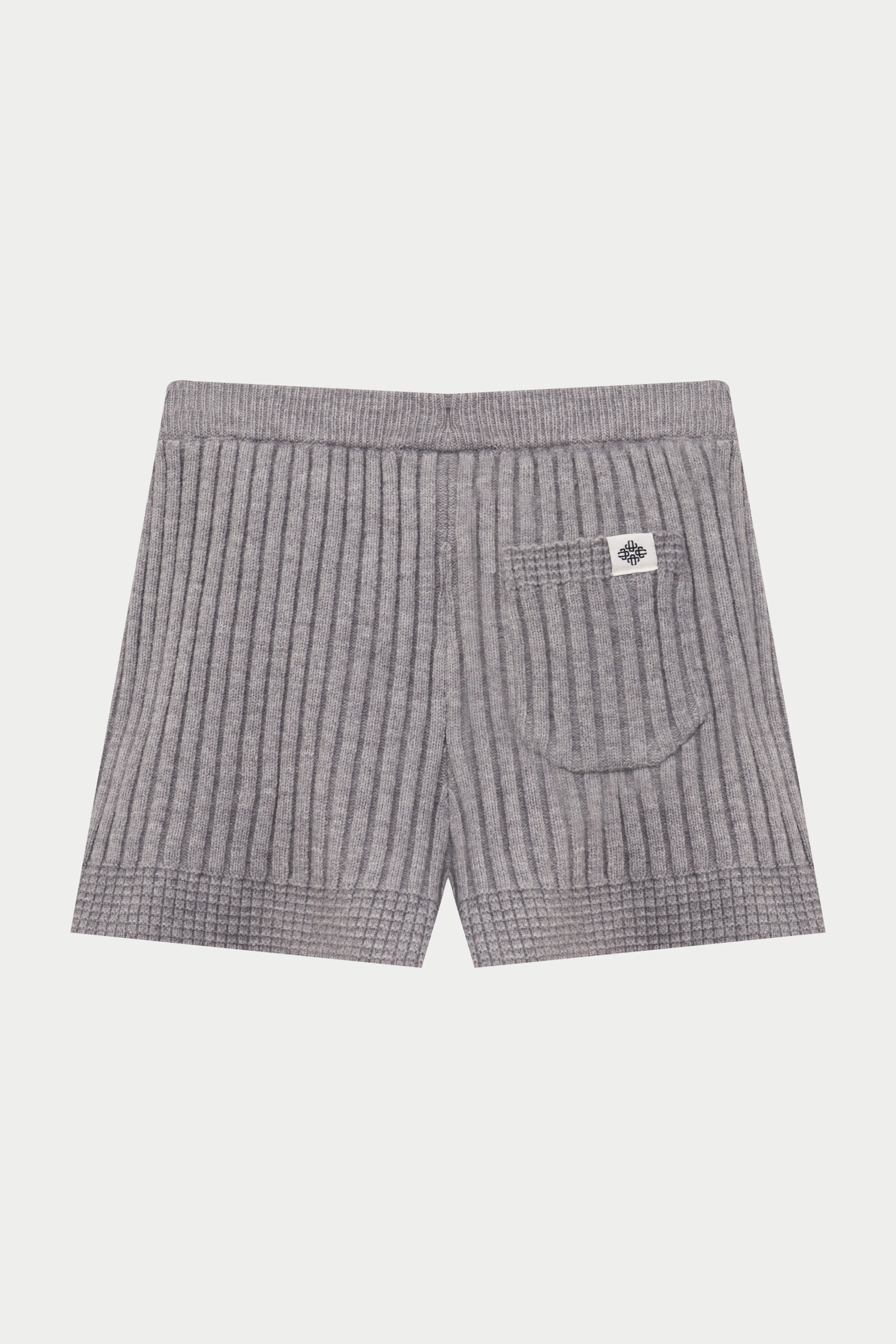 CONTRAST KNIT MINI SHORTS - GREY MARL
