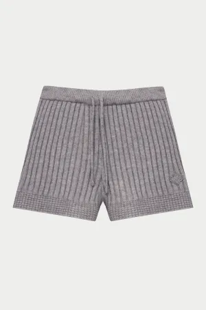 CONTRAST KNIT MINI SHORTS - GREY MARL