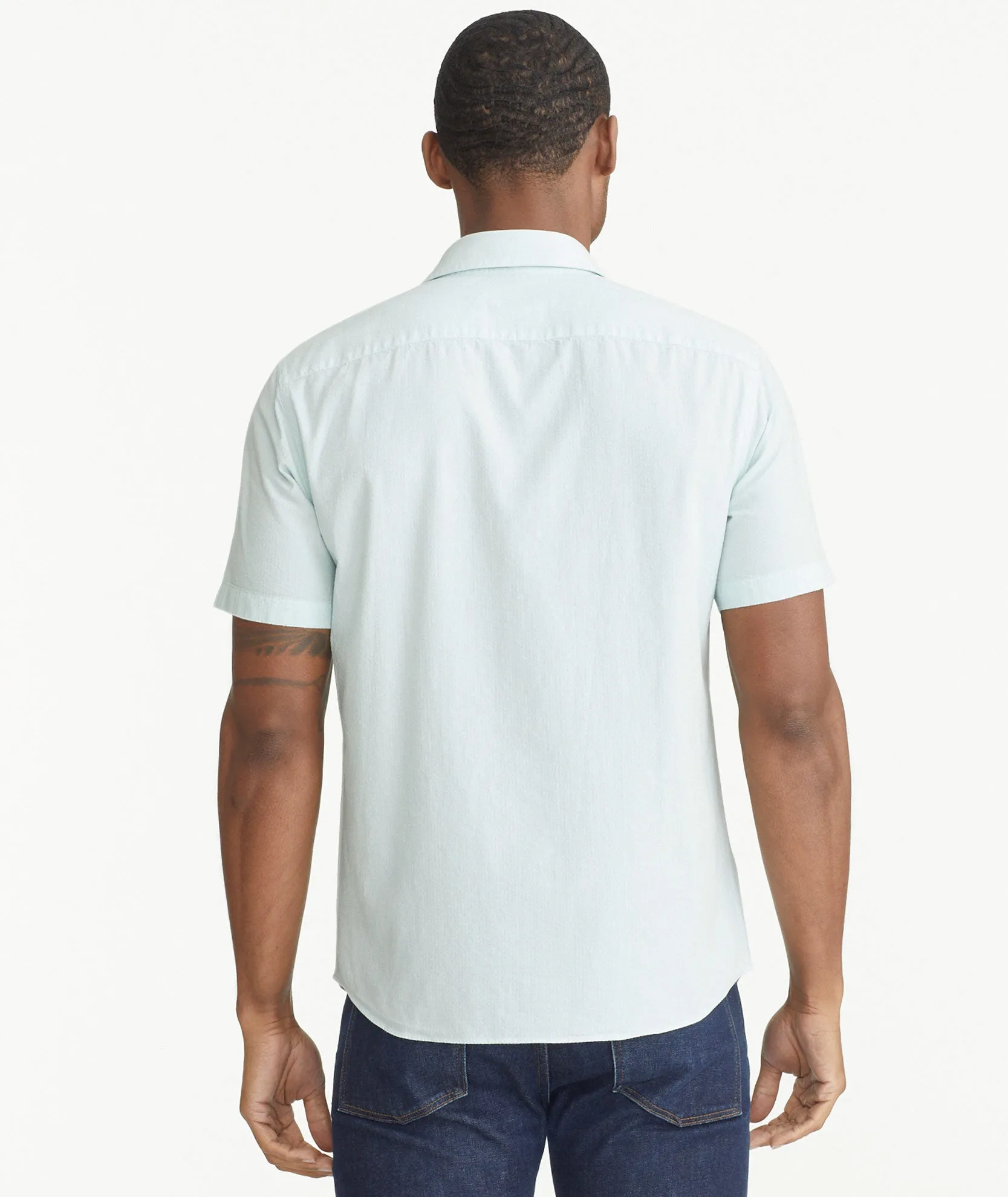 Cotton Seersucker Short-Sleeve Pavao Shirt - FINAL SALE