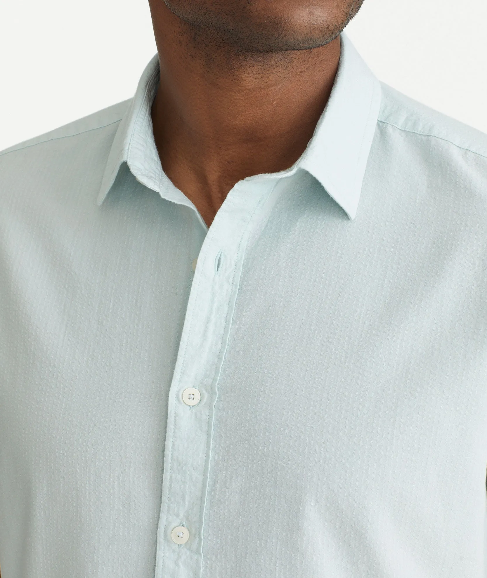 Cotton Seersucker Short-Sleeve Pavao Shirt - FINAL SALE