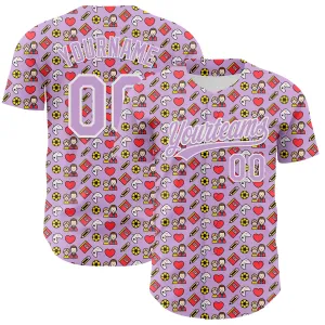 Custom Light Purple White 3D Pattern Design Father's Day Family Love Authentic Baseball Jersey