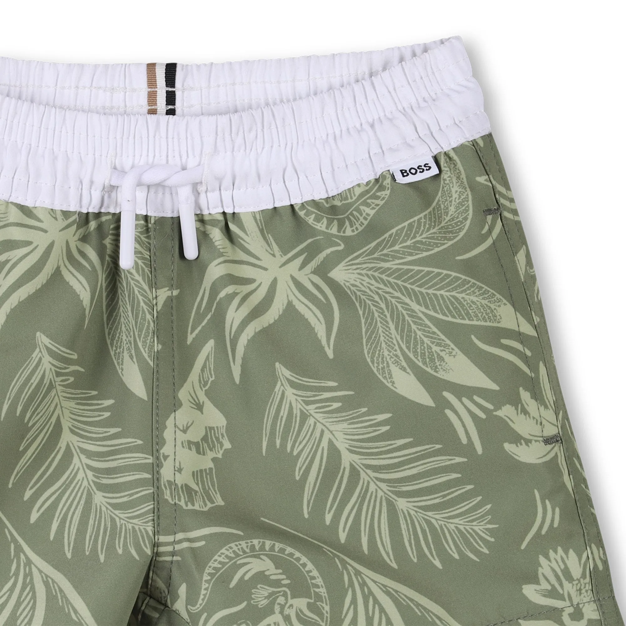 Dark Green Tropical Swim Shorts