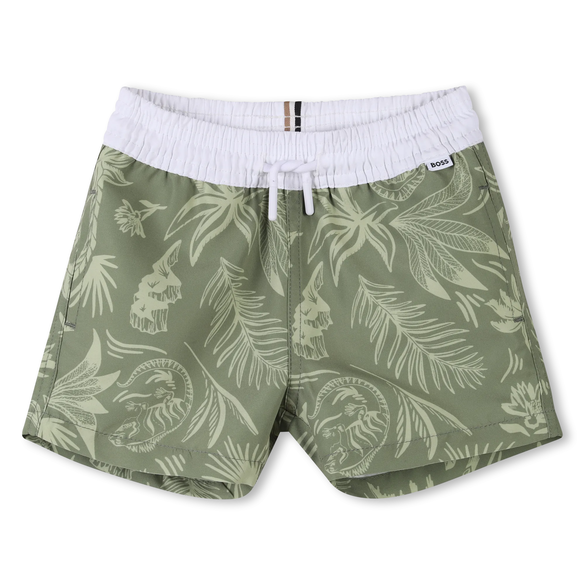 Dark Green Tropical Swim Shorts
