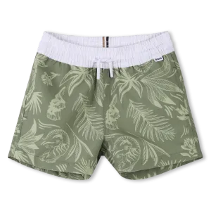 Dark Green Tropical Swim Shorts