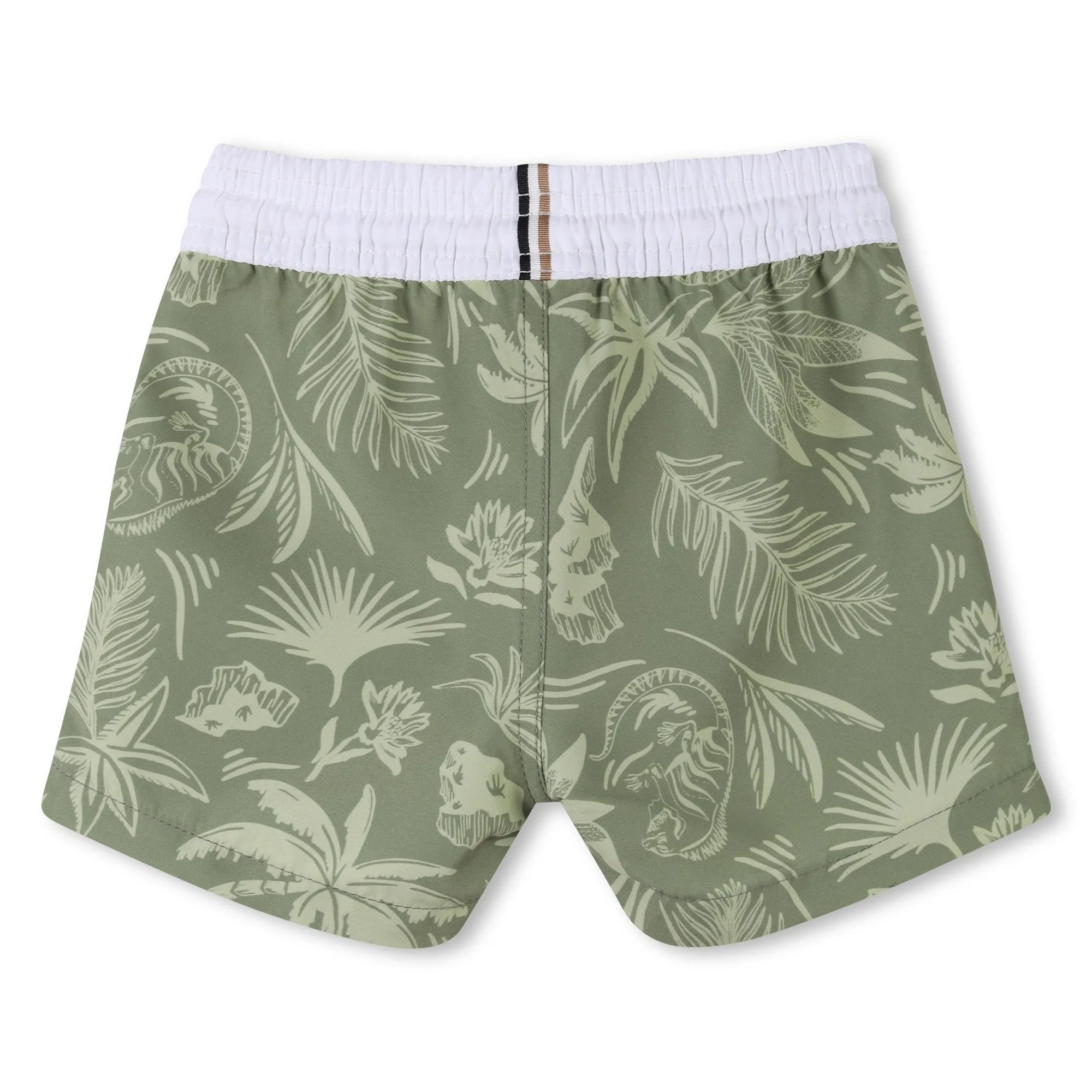 Dark Green Tropical Swim Shorts