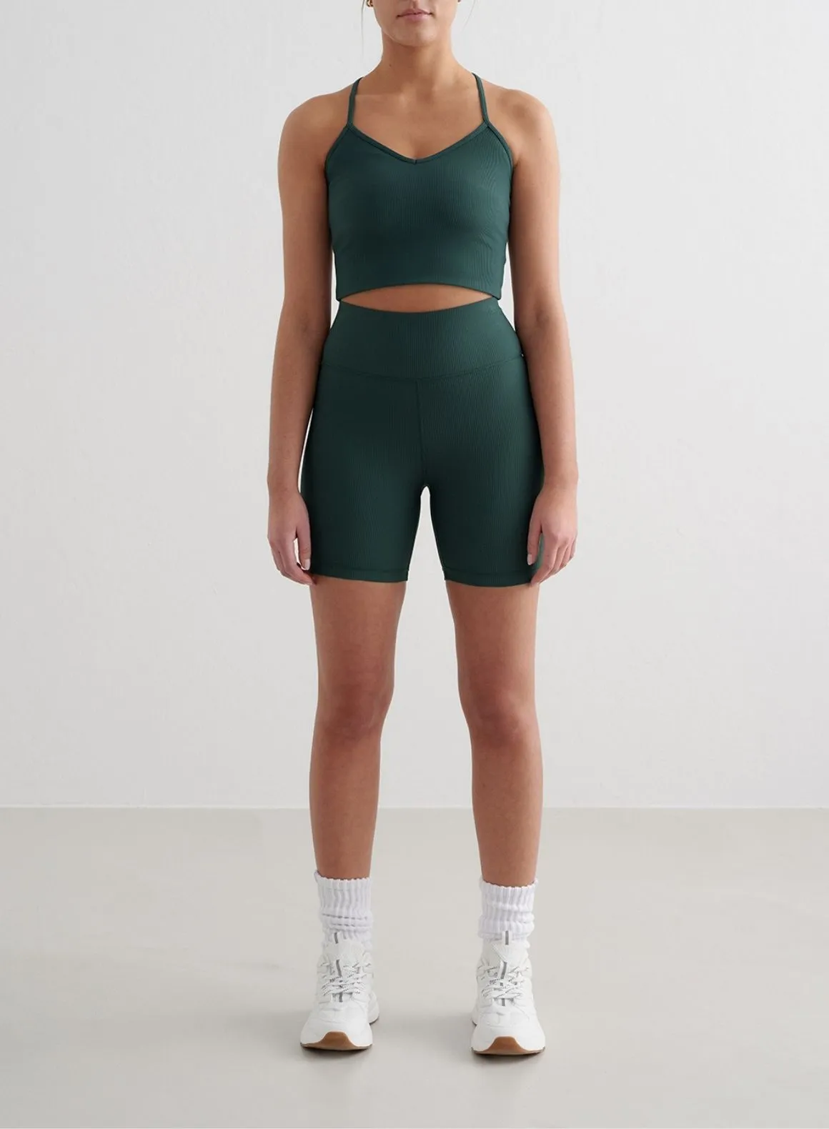 Deep Emerald Ribbed Performance Bralette