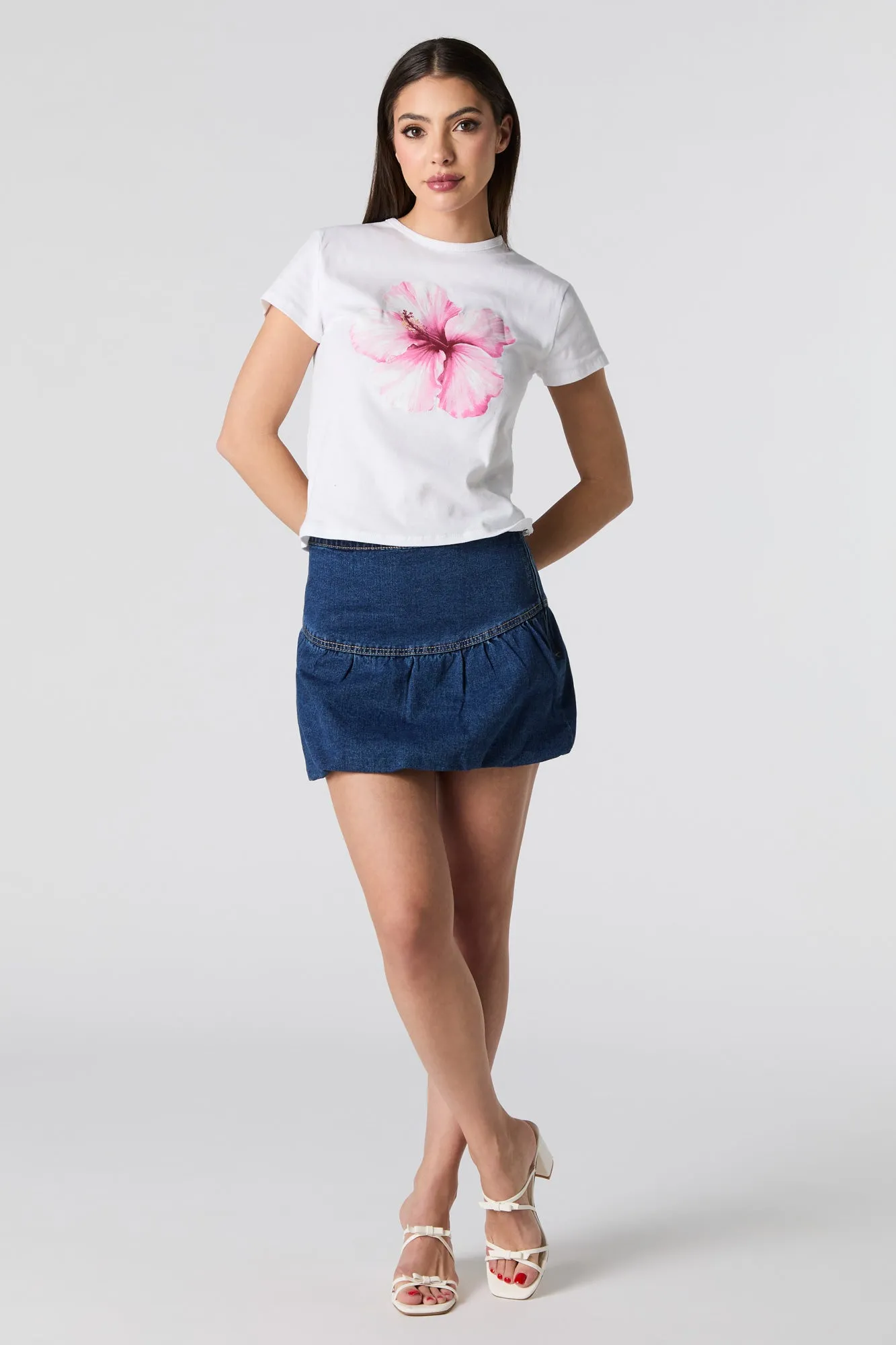 Denim Bubble Mini Skirt