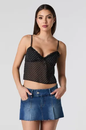 Denim Pleated Micro Mini Skort