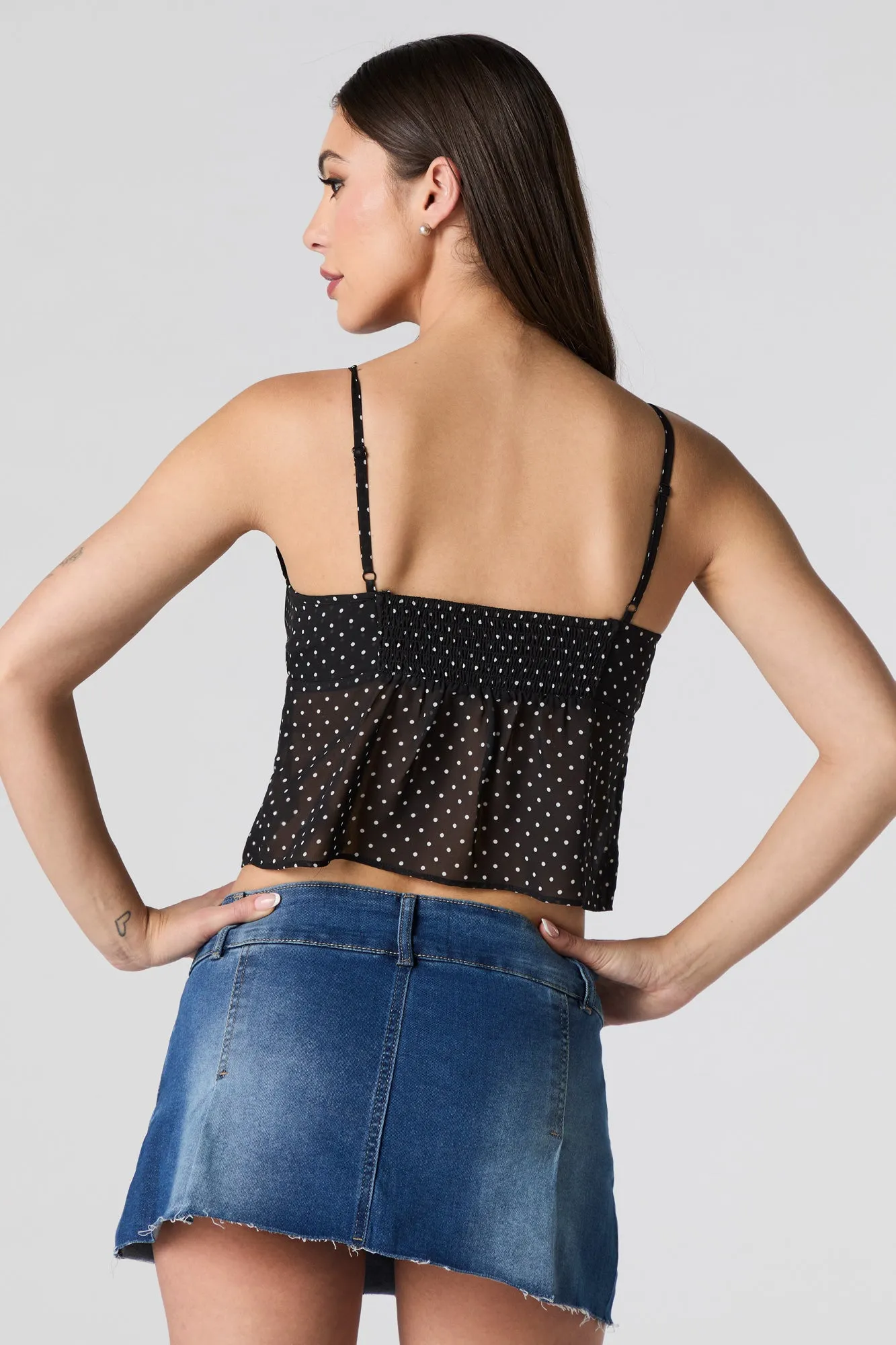 Denim Pleated Micro Mini Skort