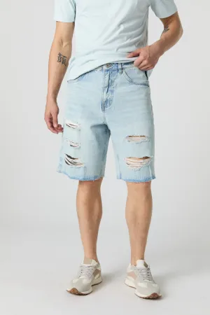 Distressed Low Rise Baggy Drawstring Denim Short