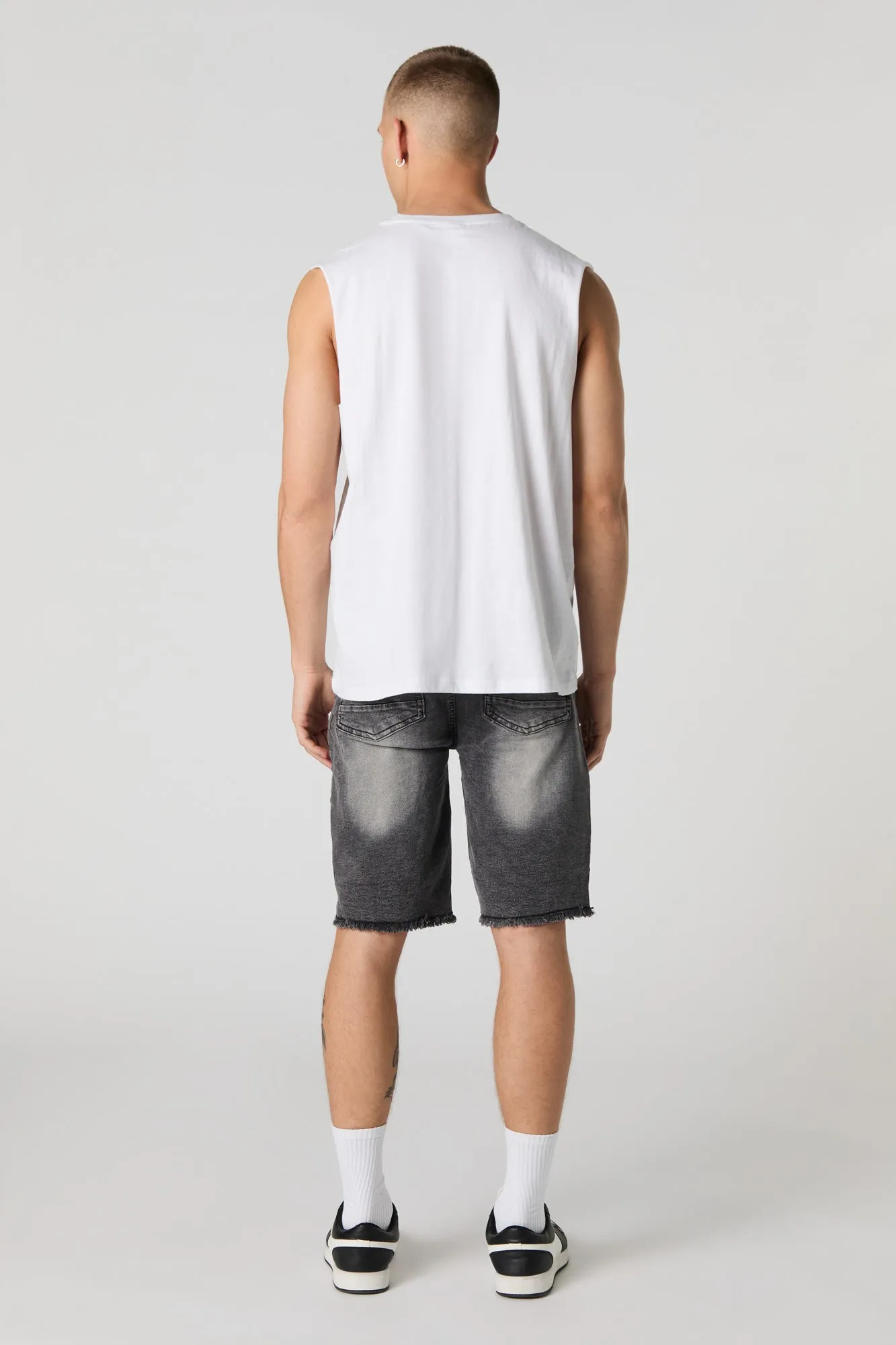 Distressed Moto Denim Short