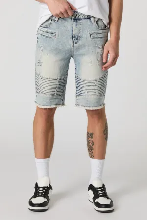 Distressed Moto Denim Short