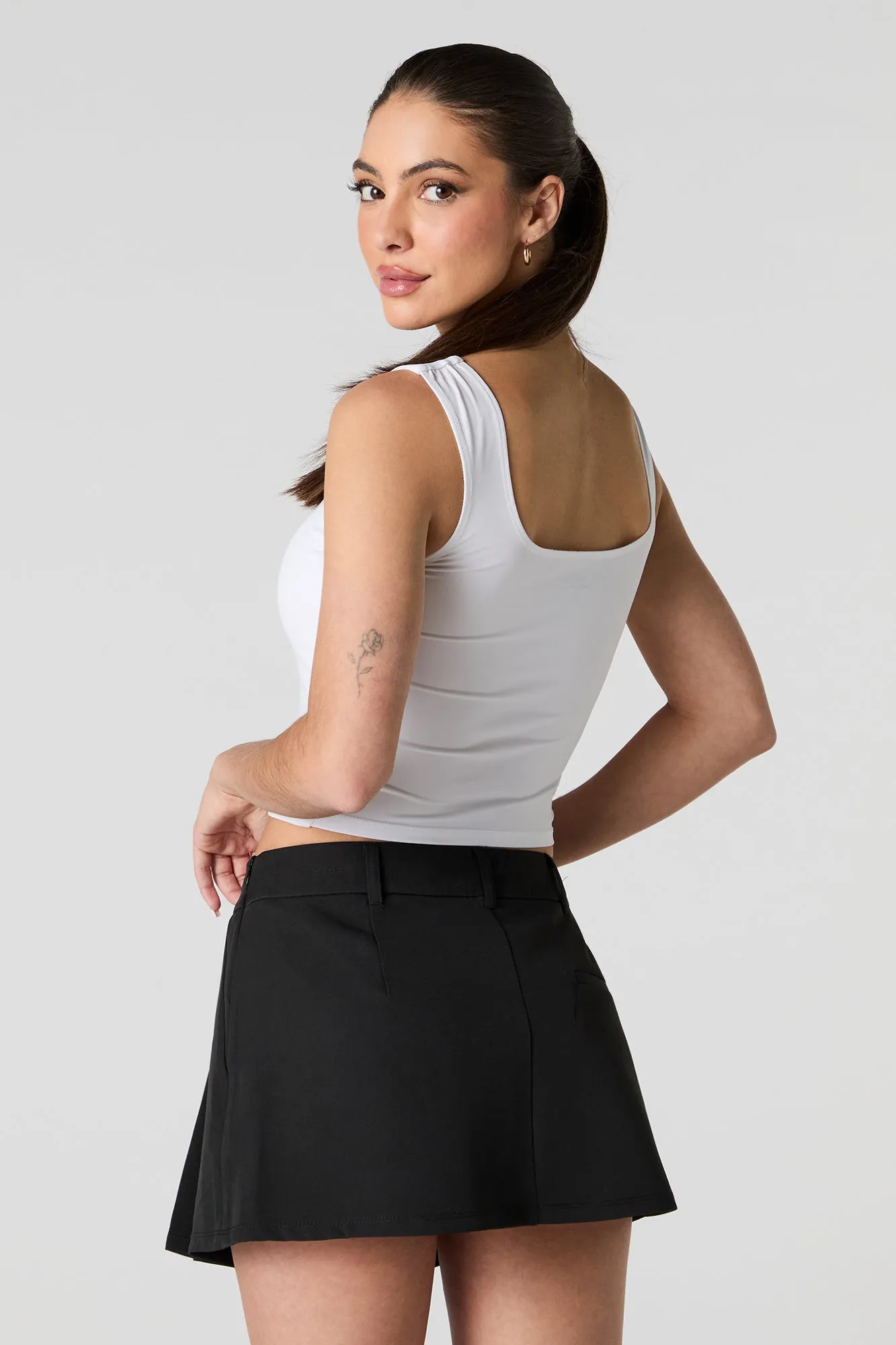 Drawstring Pleated Skort