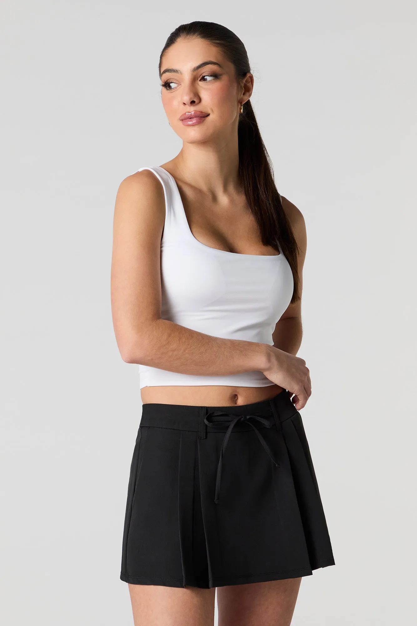 Drawstring Pleated Skort