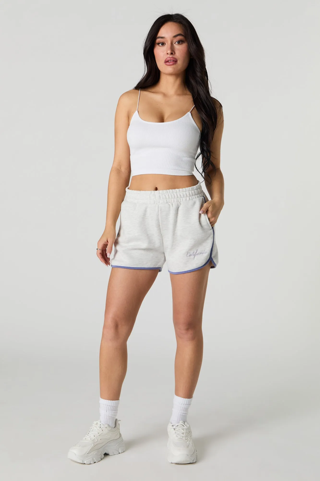 Embroidered Fleece Dolphin Short