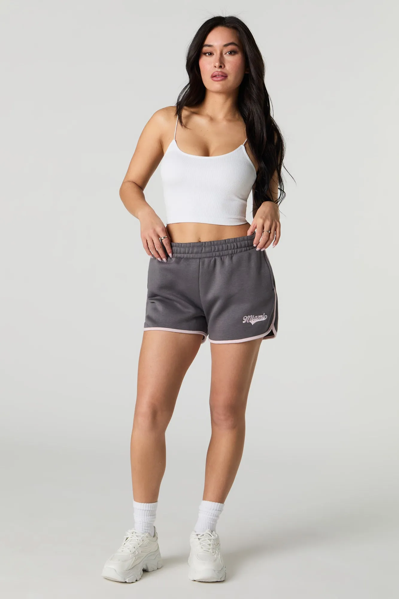 Embroidered Fleece Dolphin Short