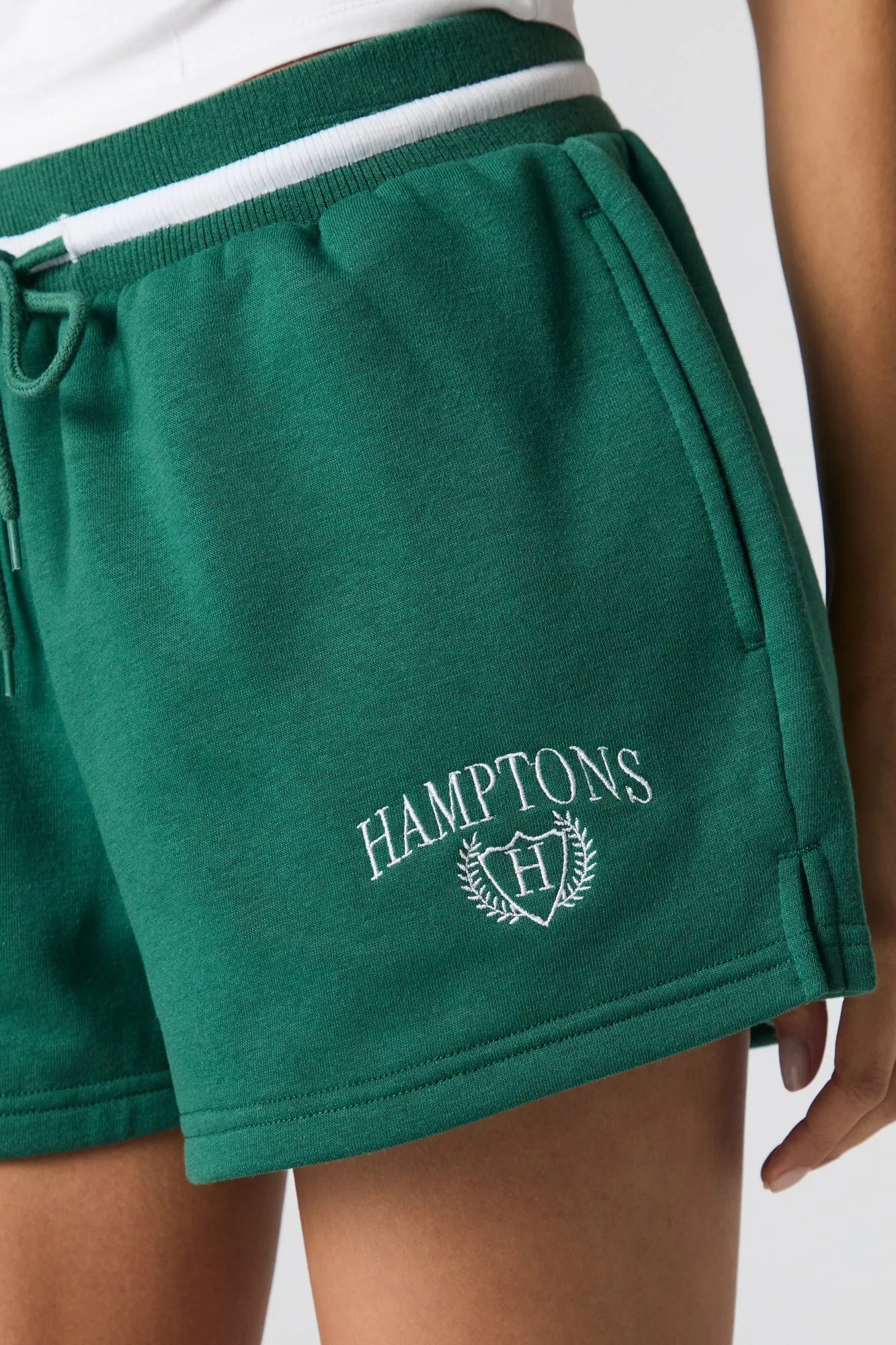 Embroidered Fleece Drawstring Short