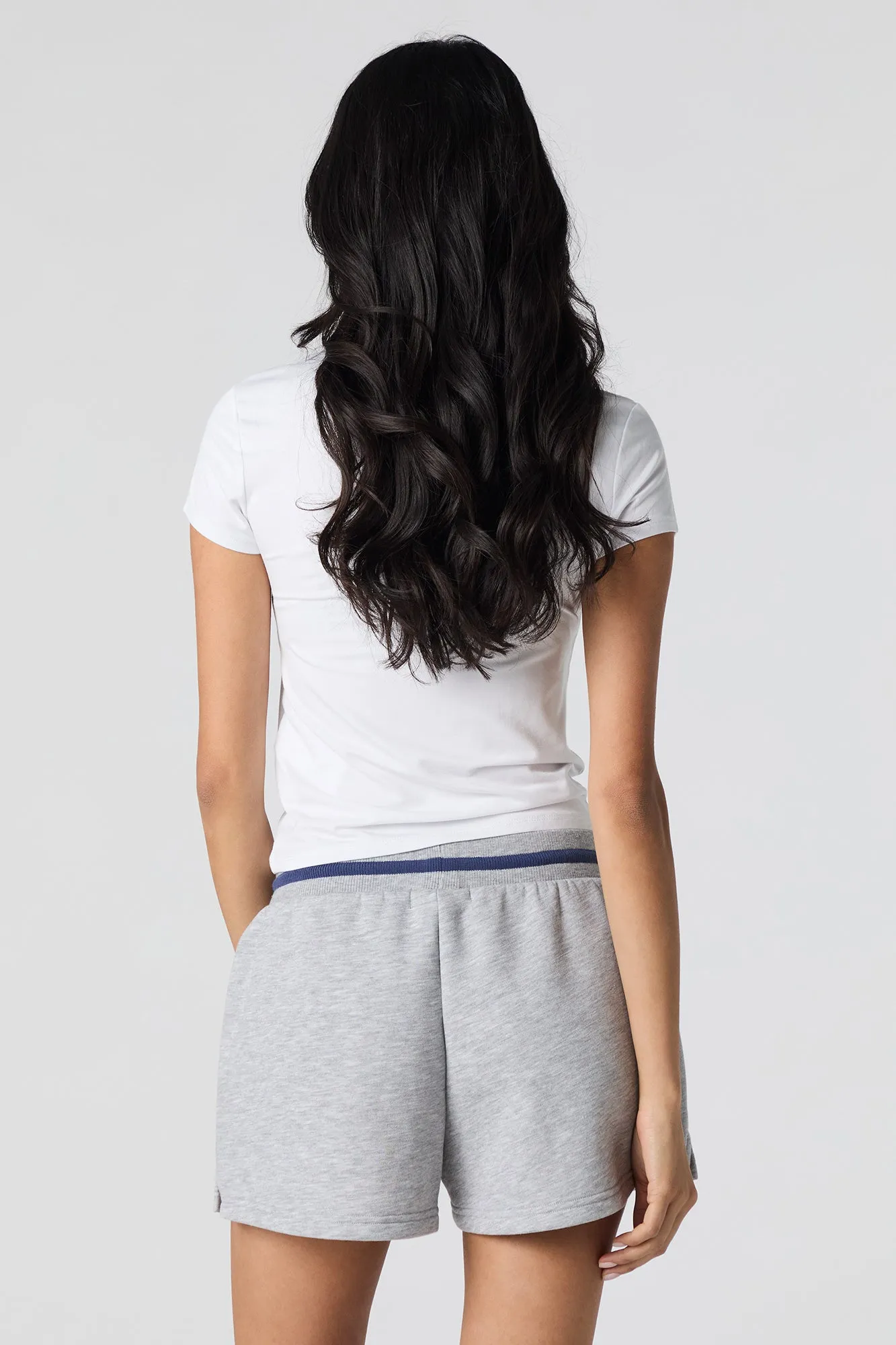 Embroidered Fleece Drawstring Short
