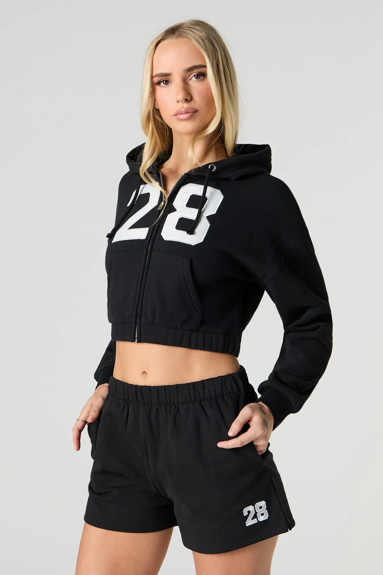 Embroidered Fleece Short