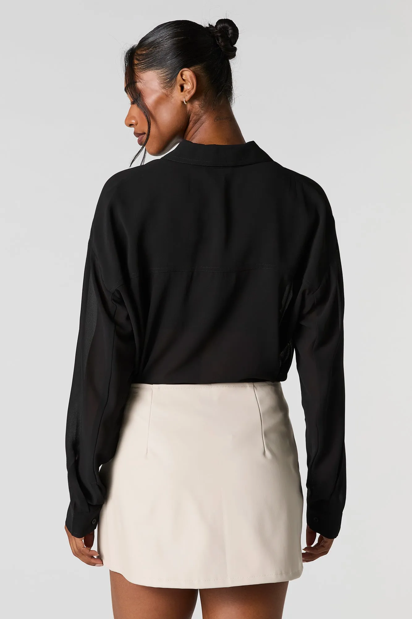Faux Leather Slit Mini Skirt