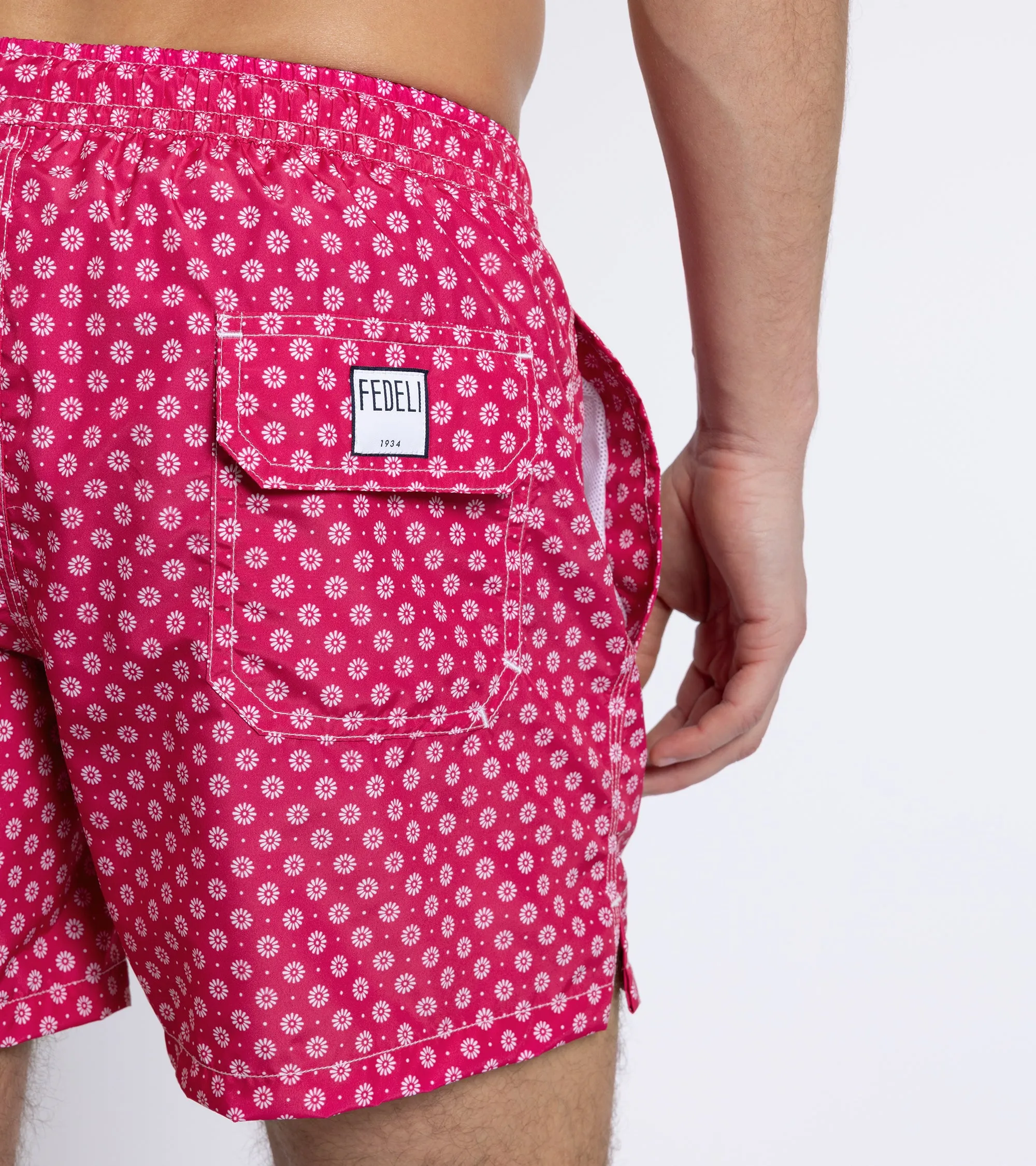 Fedeli Madeira Airstop Motif Swim Shorts: Red