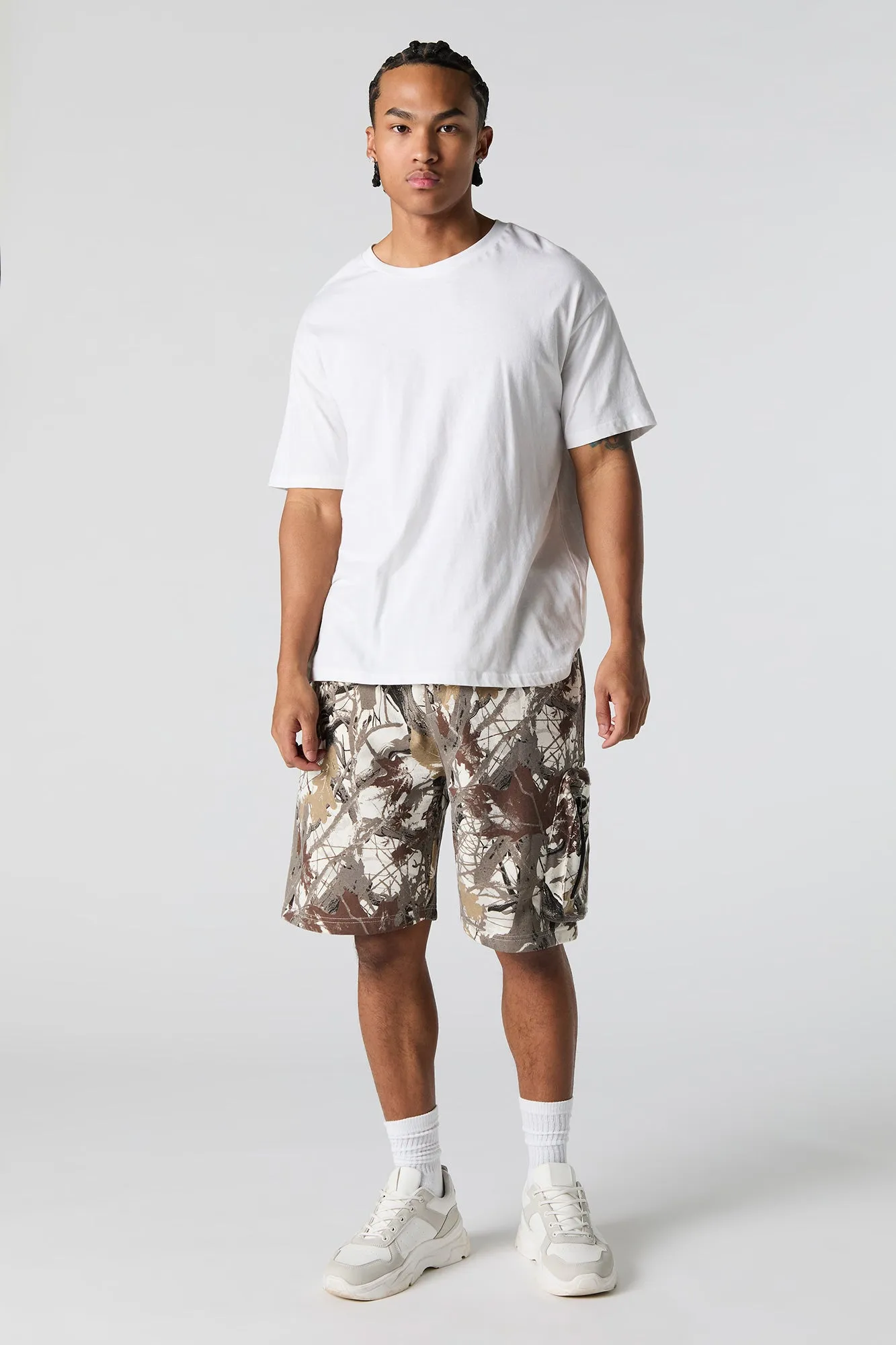 Fleece Longline Zipper Cargo Short