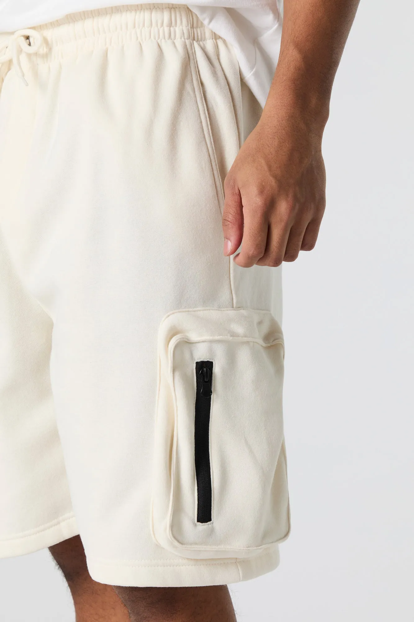 Fleece Longline Zipper Cargo Short