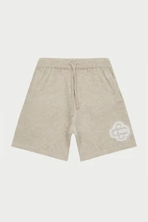FLUFFY EMBLEM KNITTED SHORTS - BEIGE