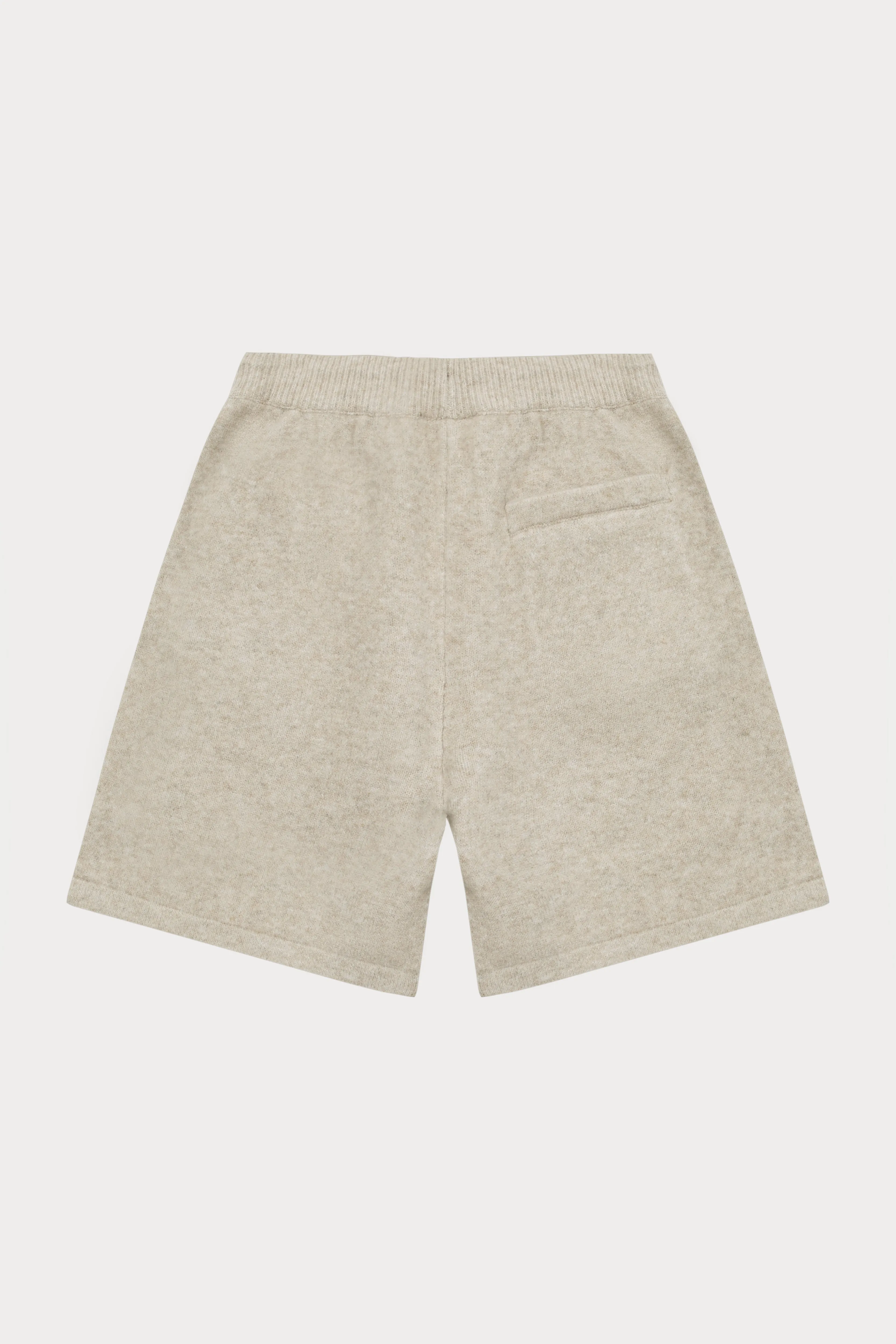 FLUFFY EMBLEM KNITTED SHORTS - BEIGE