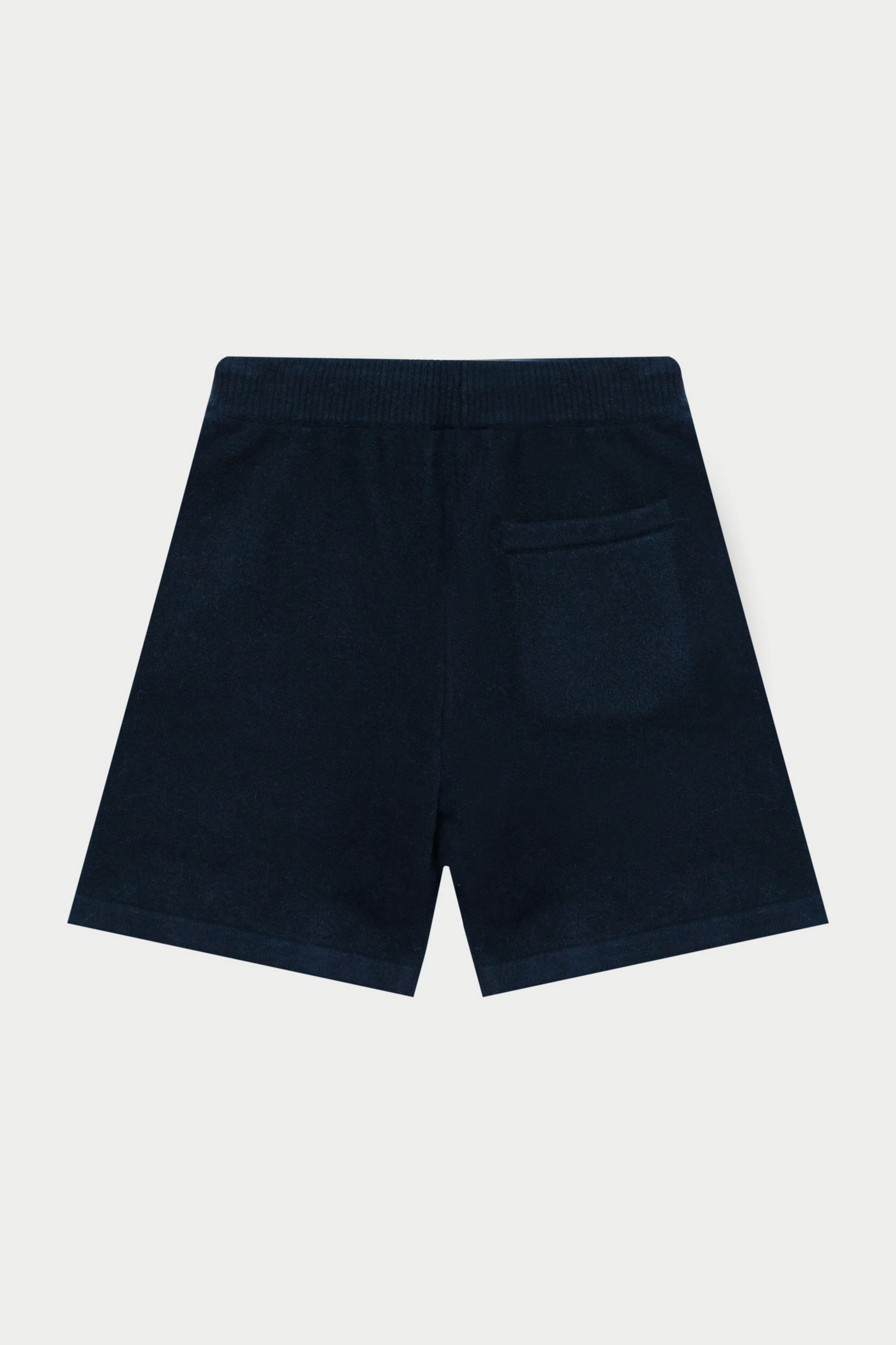 FLUFFY EMBLEM KNITTED SHORTS - NAVY