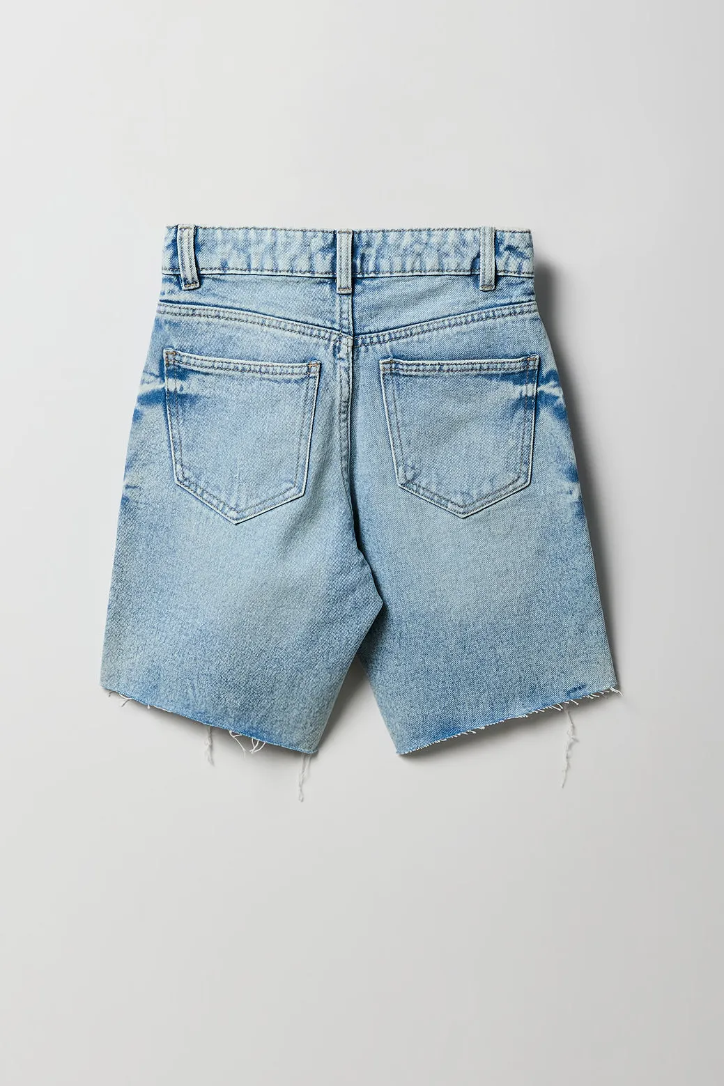 Girl Mid Rise Distressed Raw Hem Jort