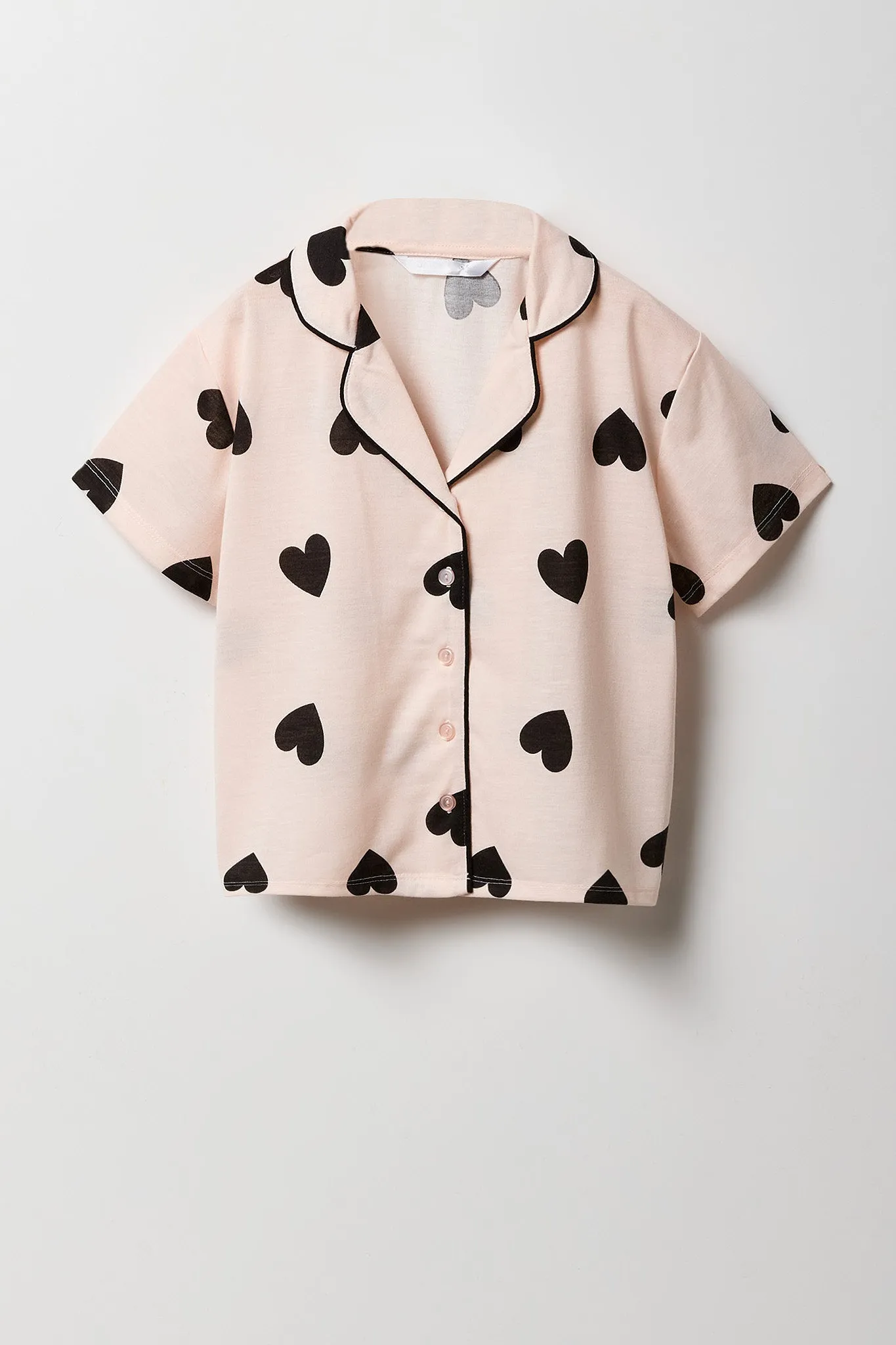 Girls Button-Up Top & Short 2 Piece Pajama Set