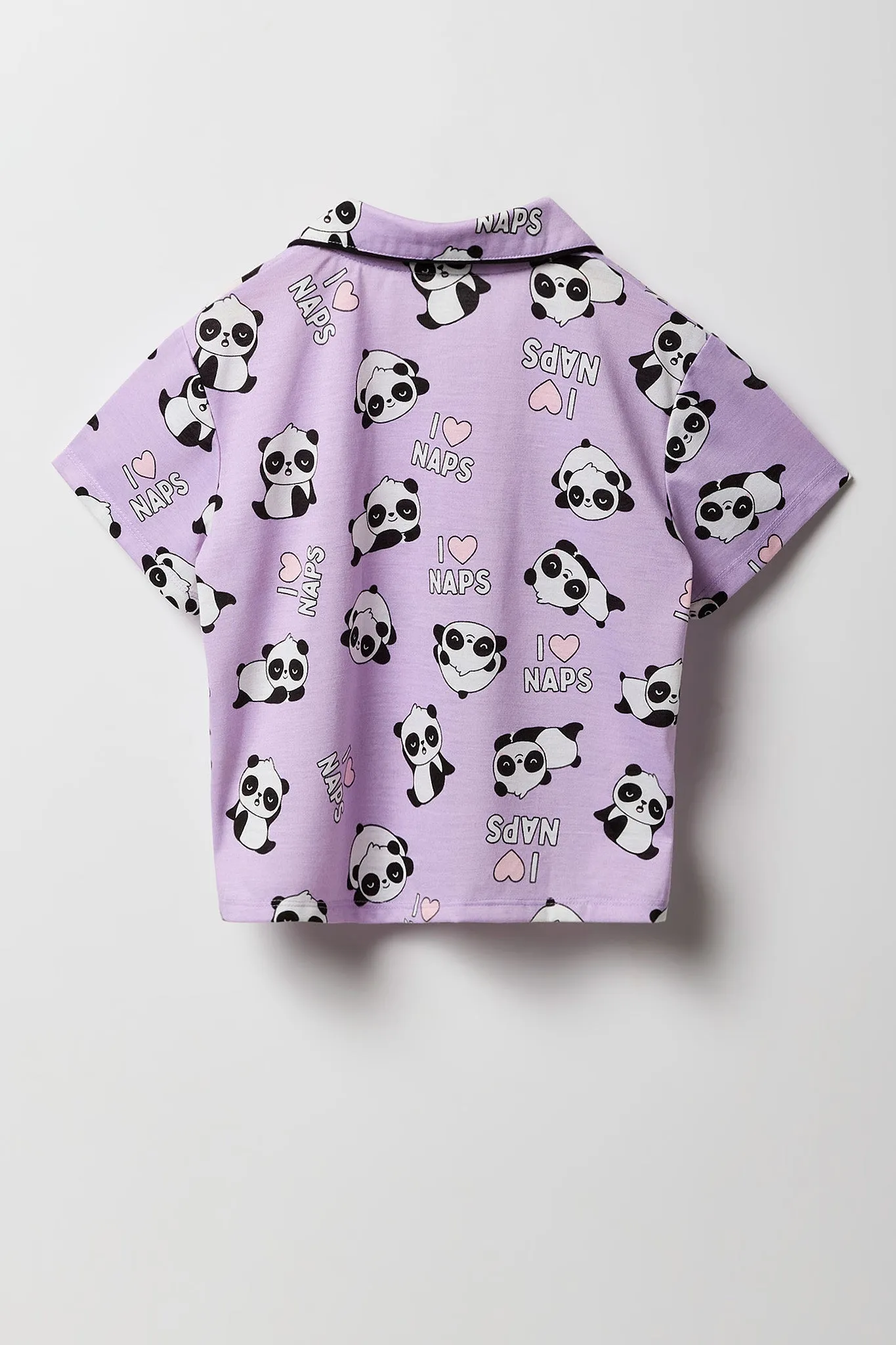 Girls Button-Up Top & Short 2 Piece Pajama Set