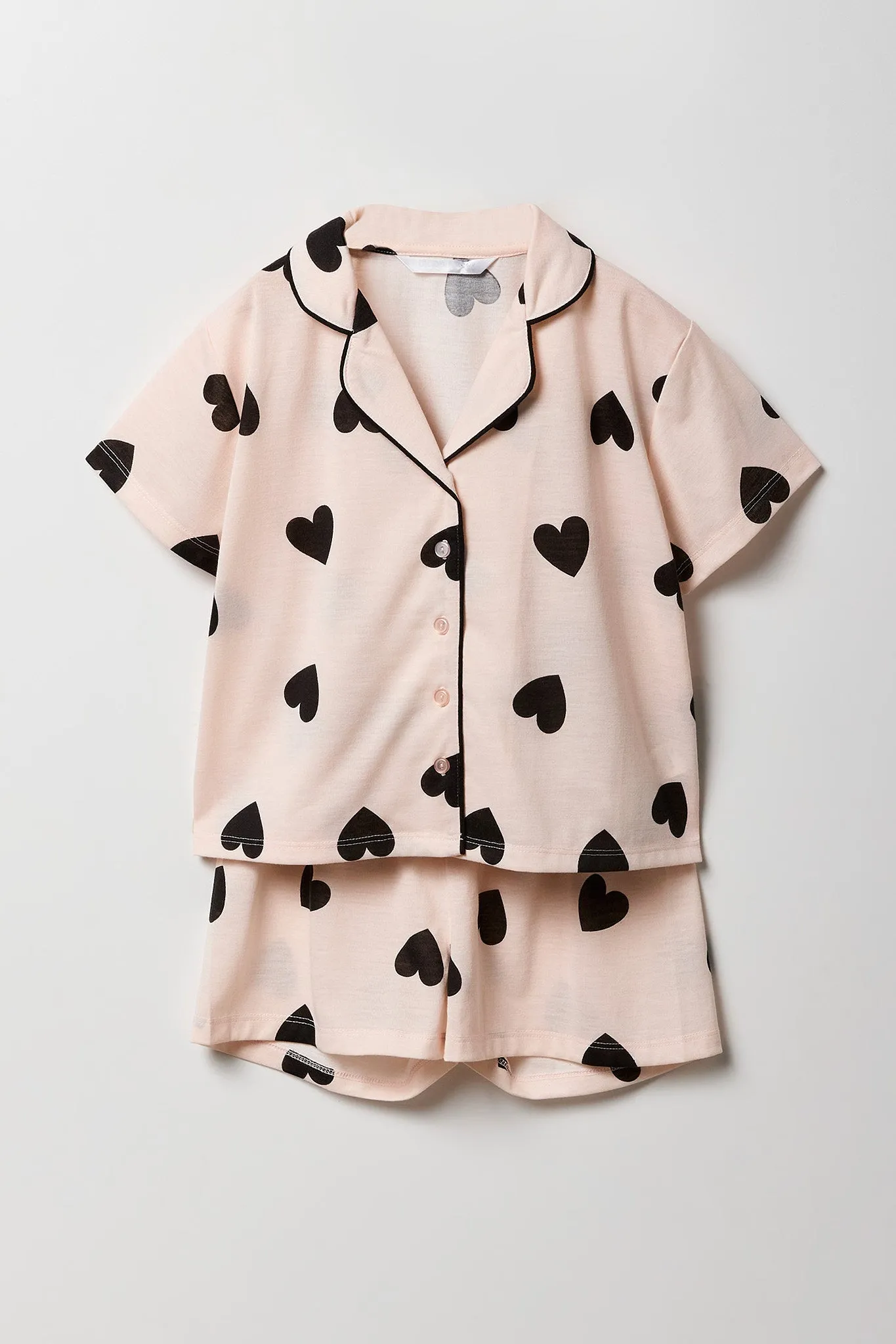 Girls Button-Up Top & Short 2 Piece Pajama Set