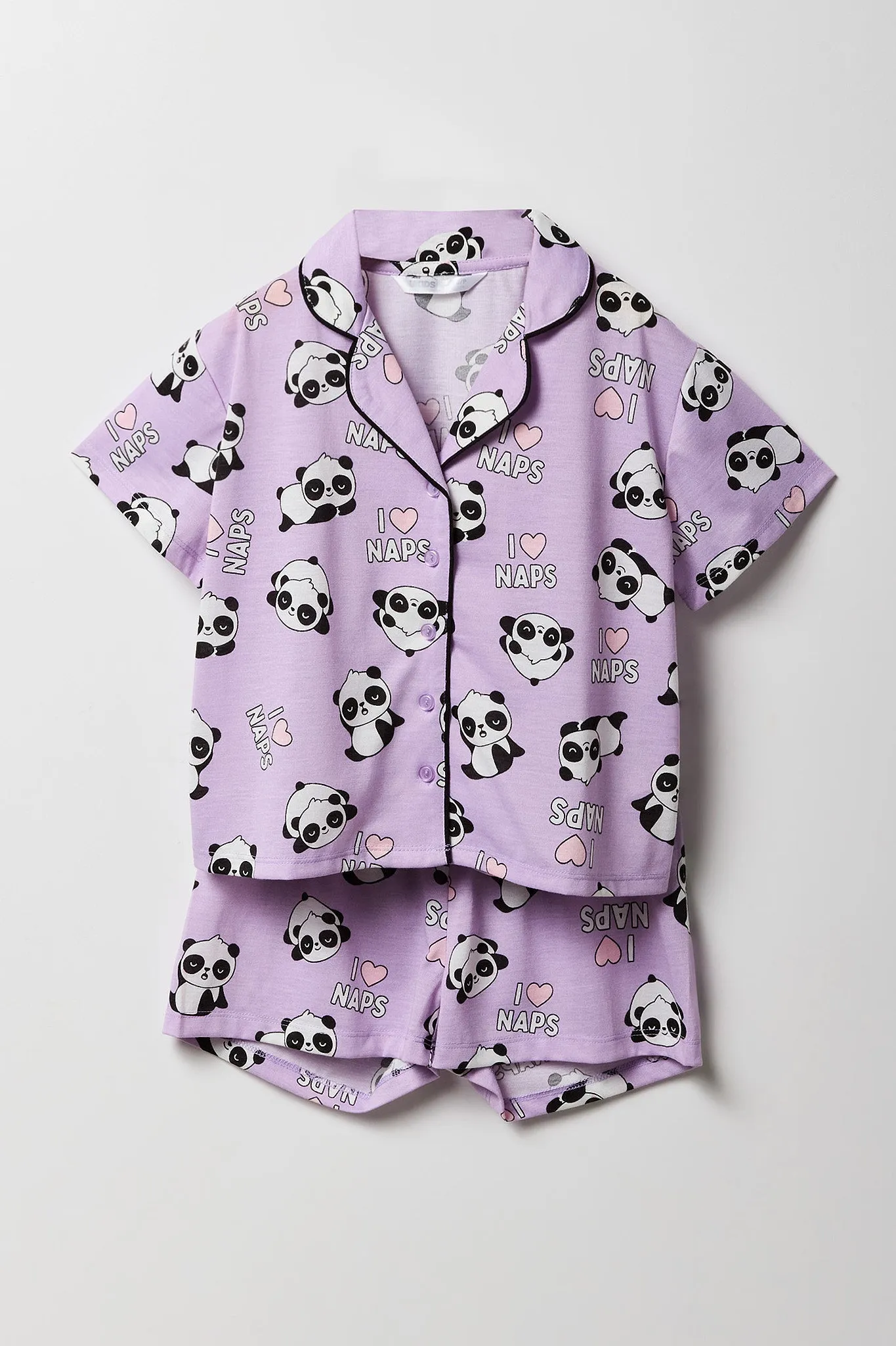 Girls Button-Up Top & Short 2 Piece Pajama Set