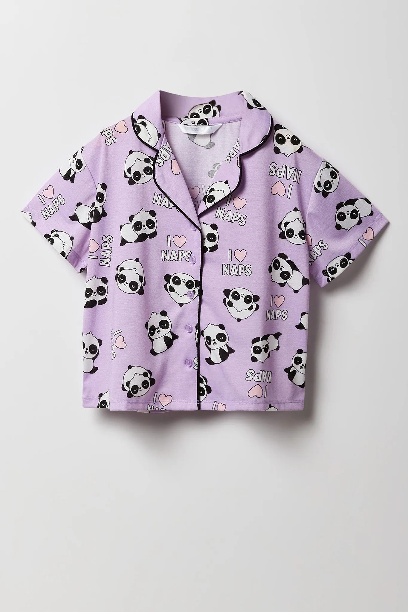 Girls Button-Up Top & Short 2 Piece Pajama Set