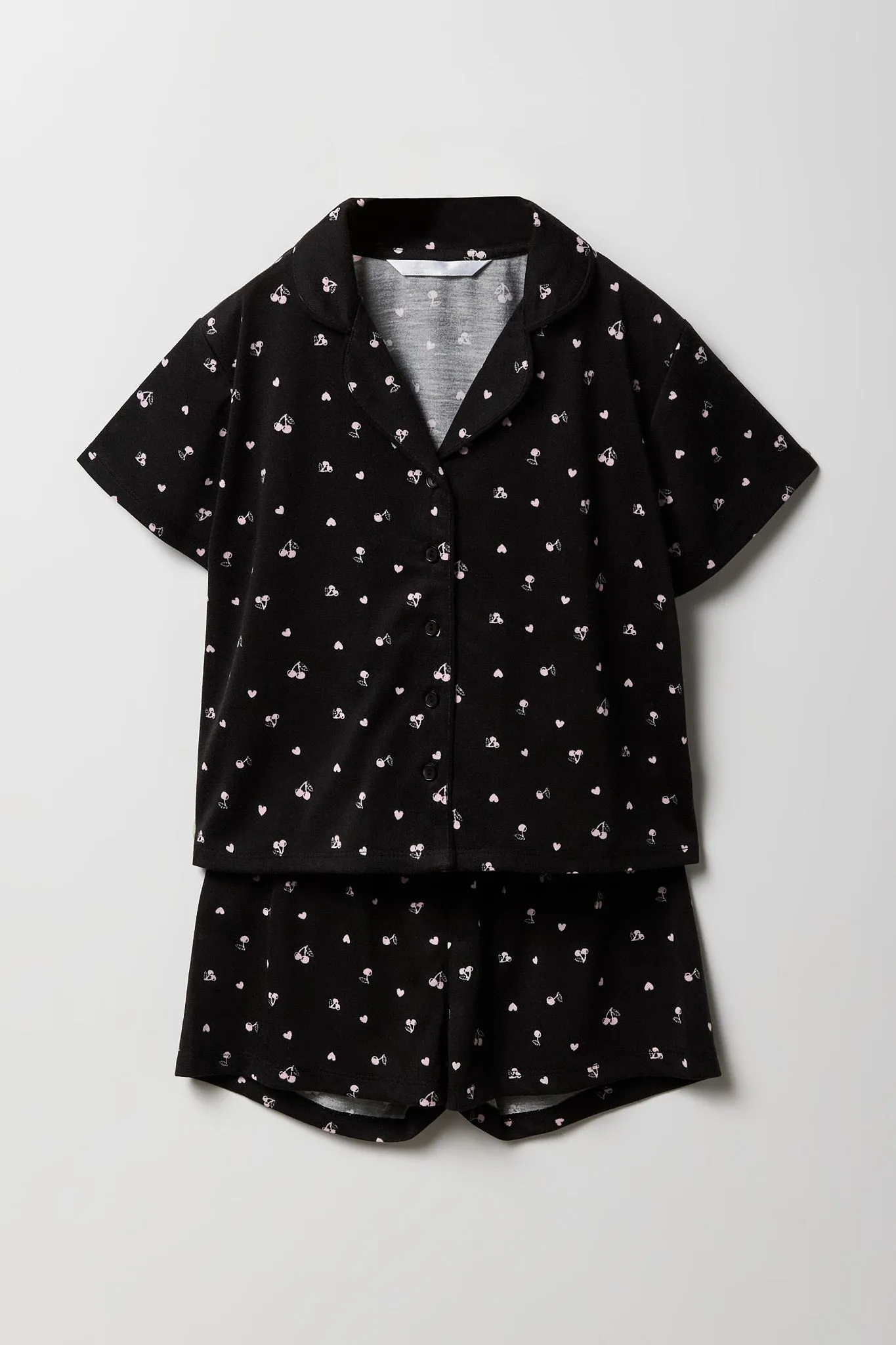 Girls Button-Up Top & Short 2 Piece Pajama Set
